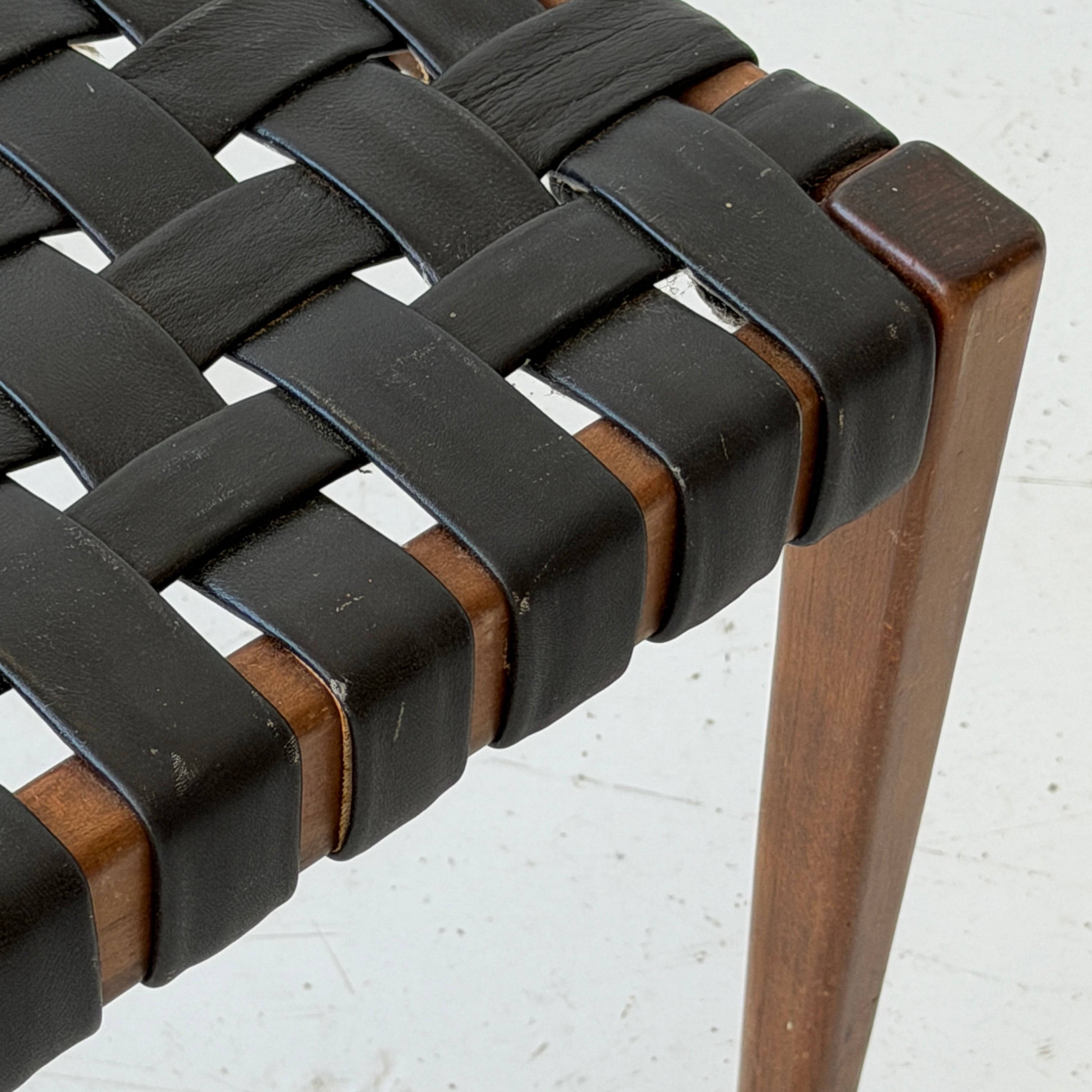 Mid Century Woven Wood Stool