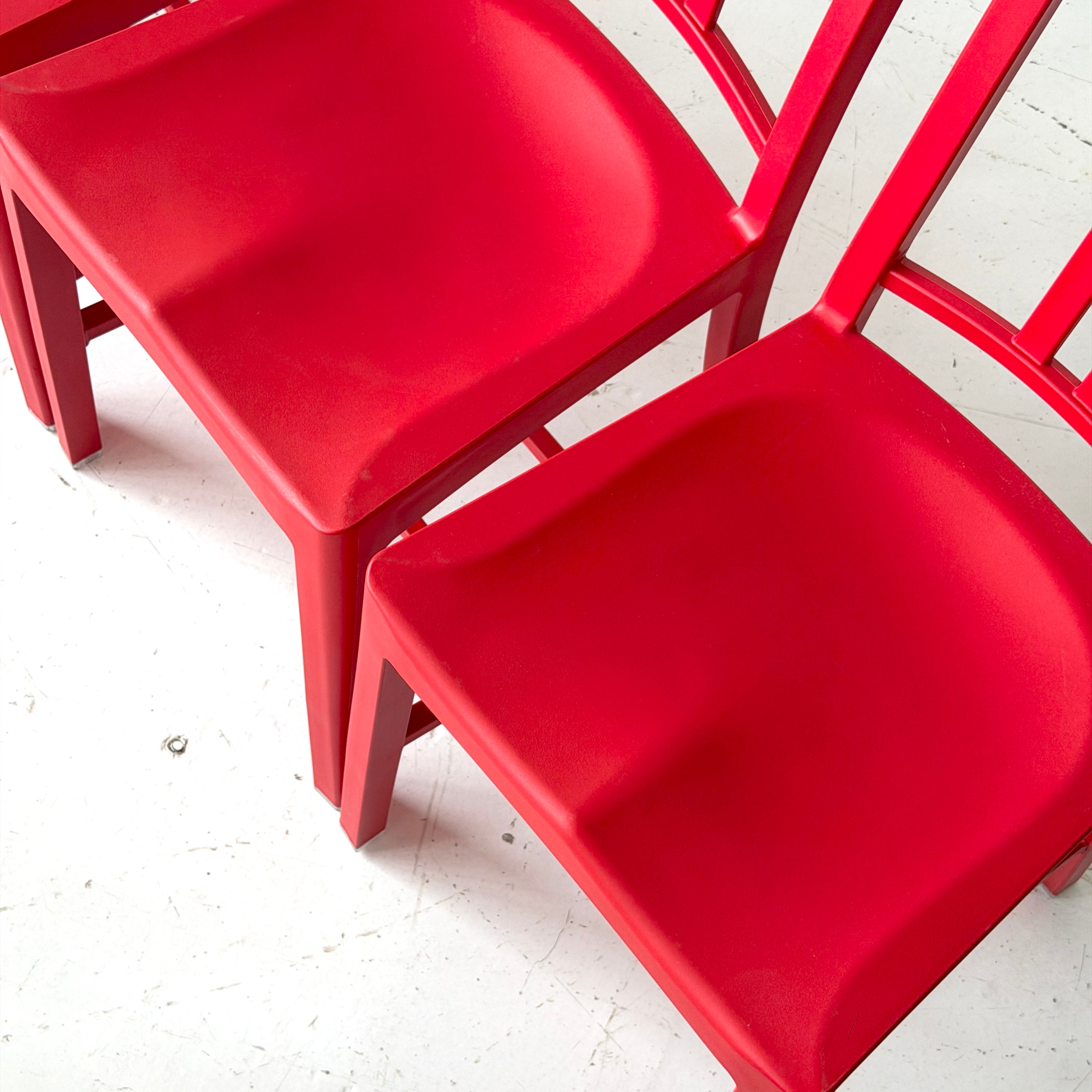 Red 1006 Plastic Navy Chairs by Emeco