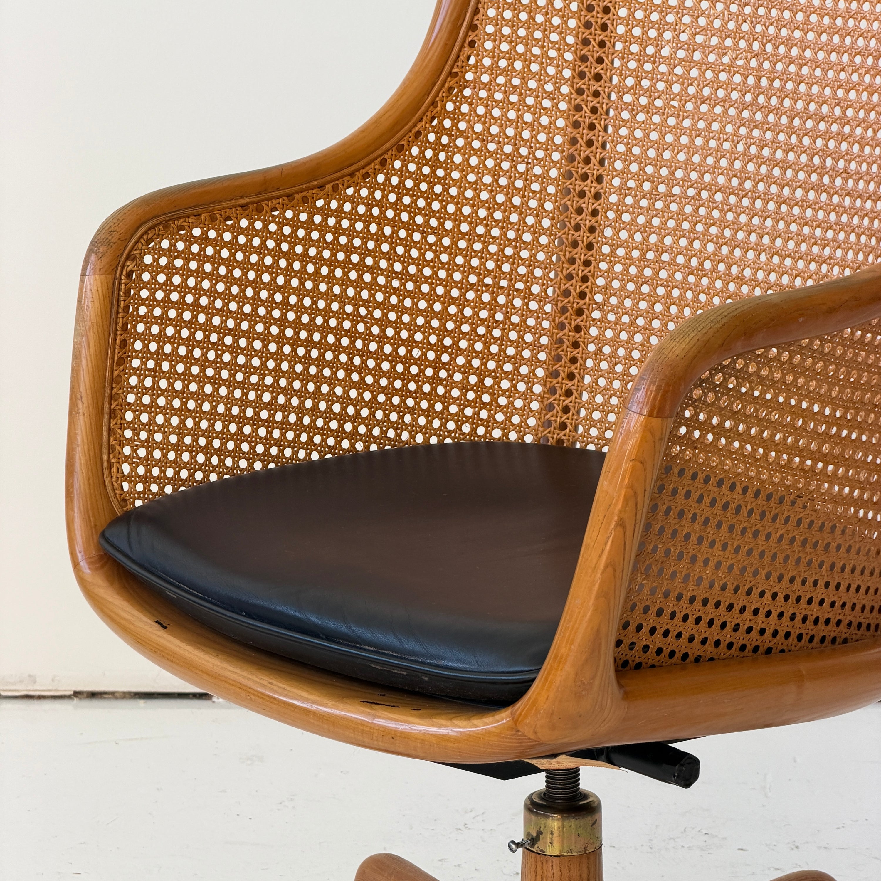 Caned Swivel Desk Chair by Ward Bennett