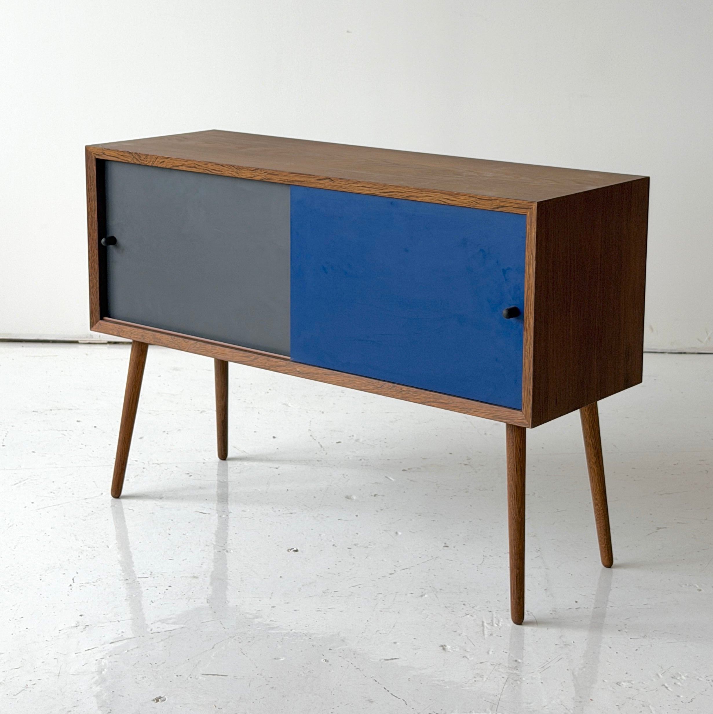 Painted Danish Sliding Door Cabinet