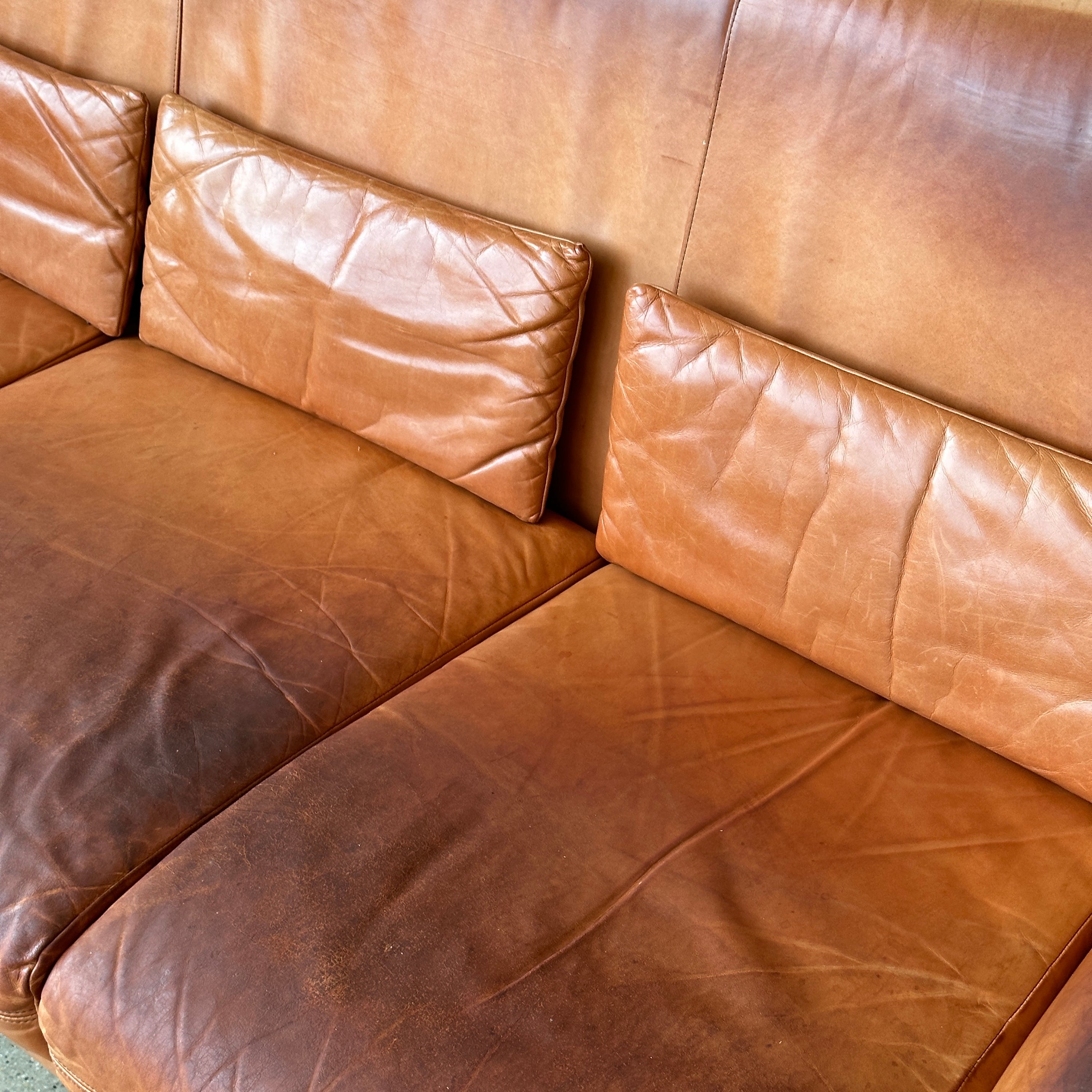 Fiftyish Wingback Leather Sofa by Vladimir Kagan for American Leather