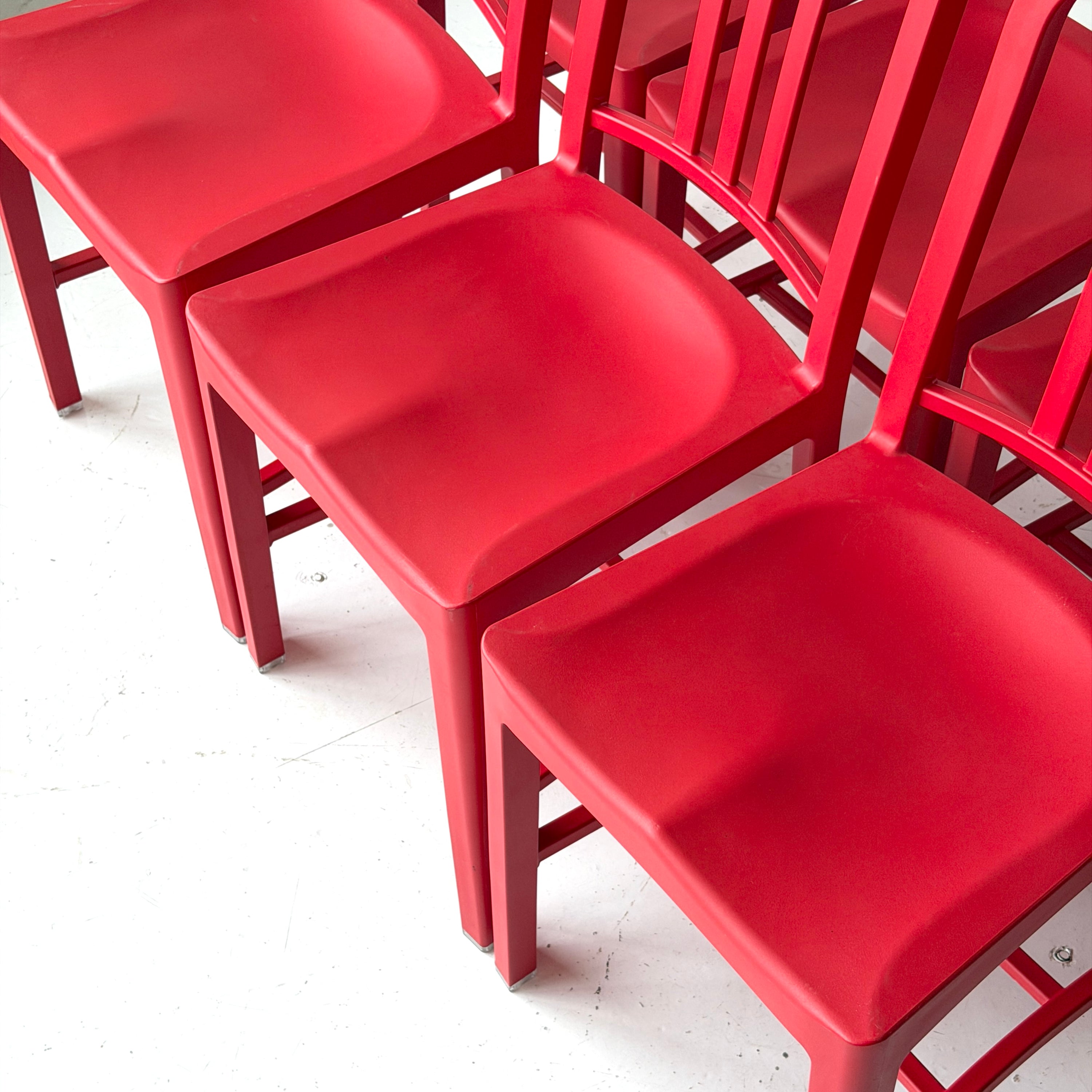 Red 1006 Plastic Navy Chairs by Emeco