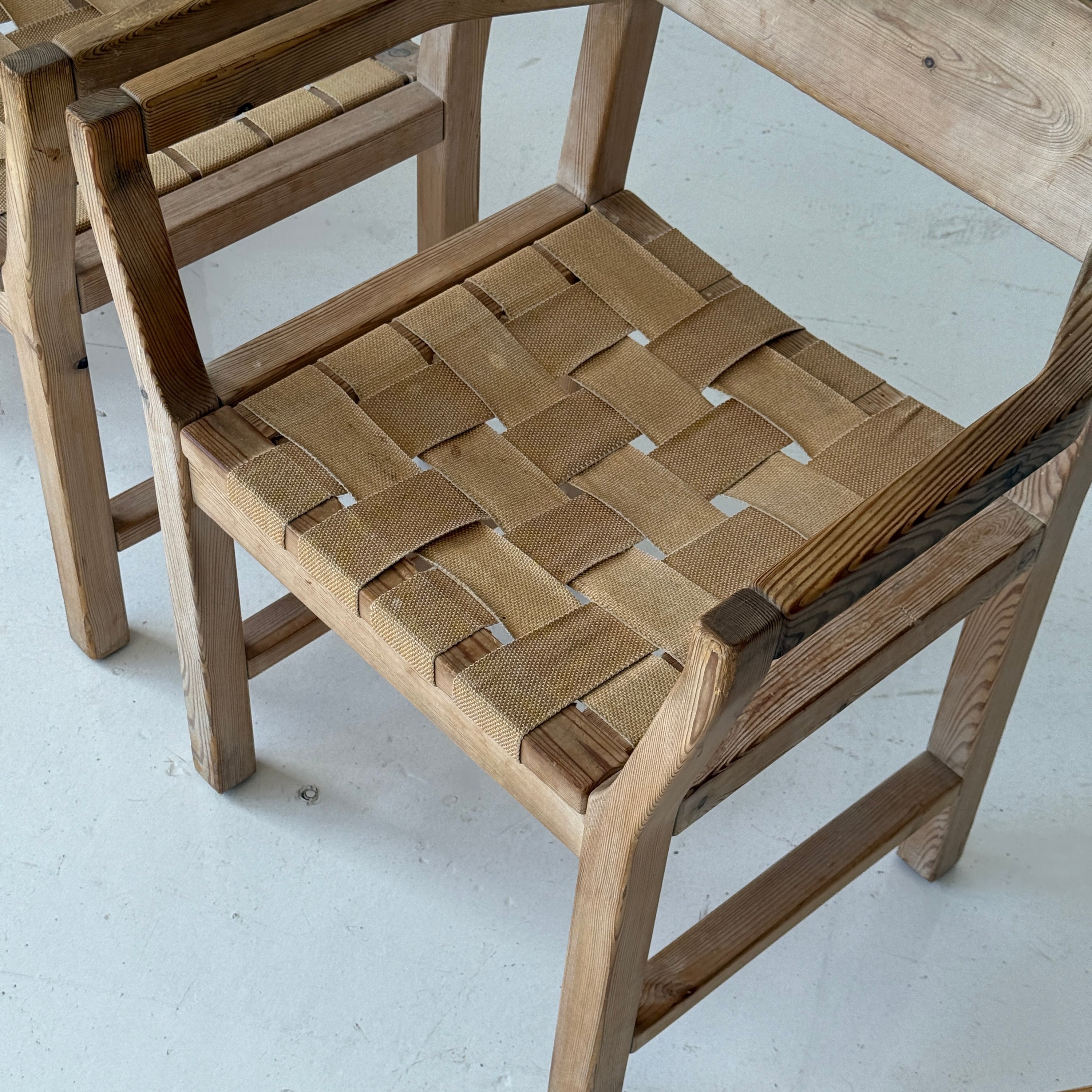Danish Pine Woven Dining Chairs
