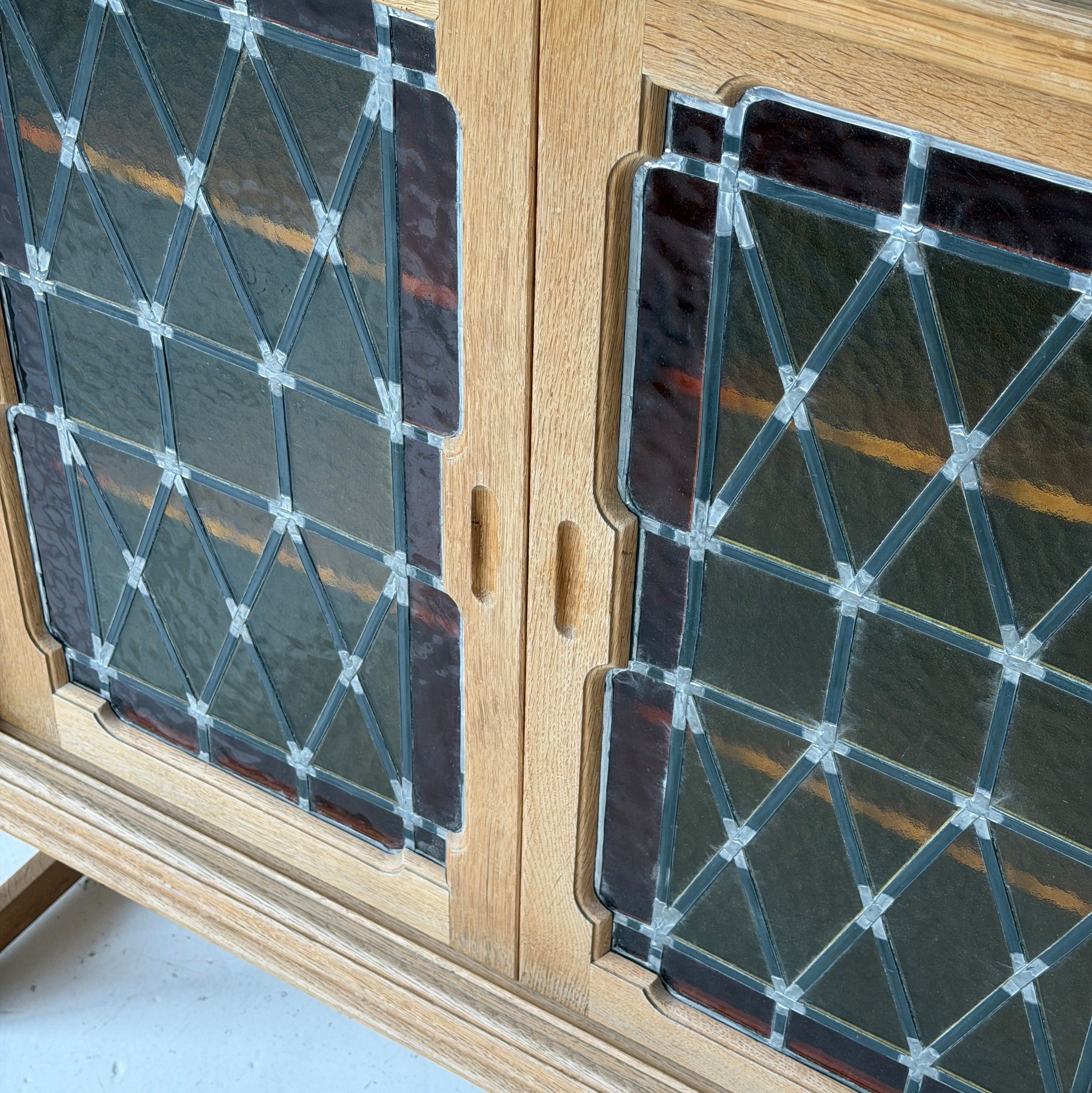 Danish Carved Oak Brutalist Wood Sideboard