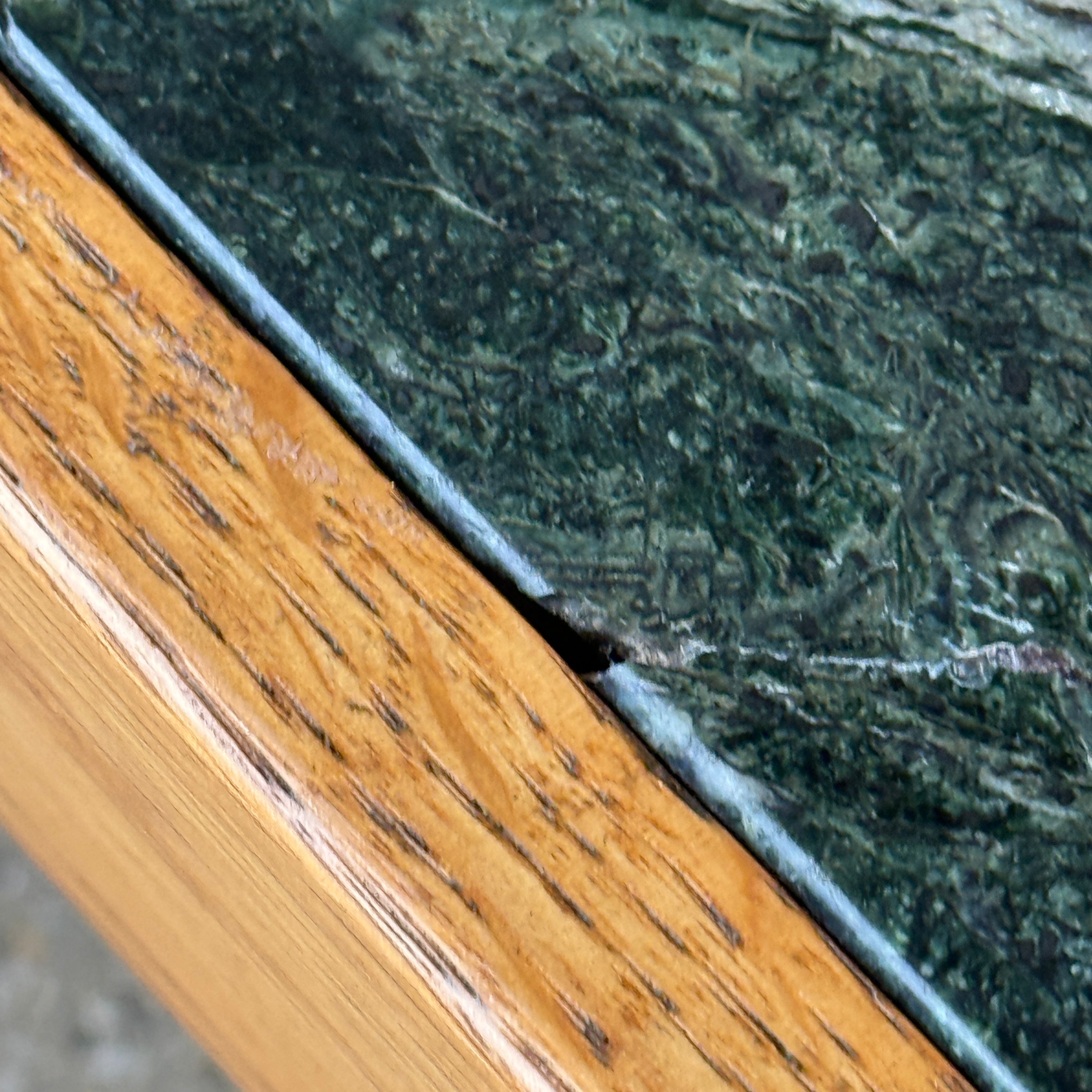 Green Marble Oak Side Table