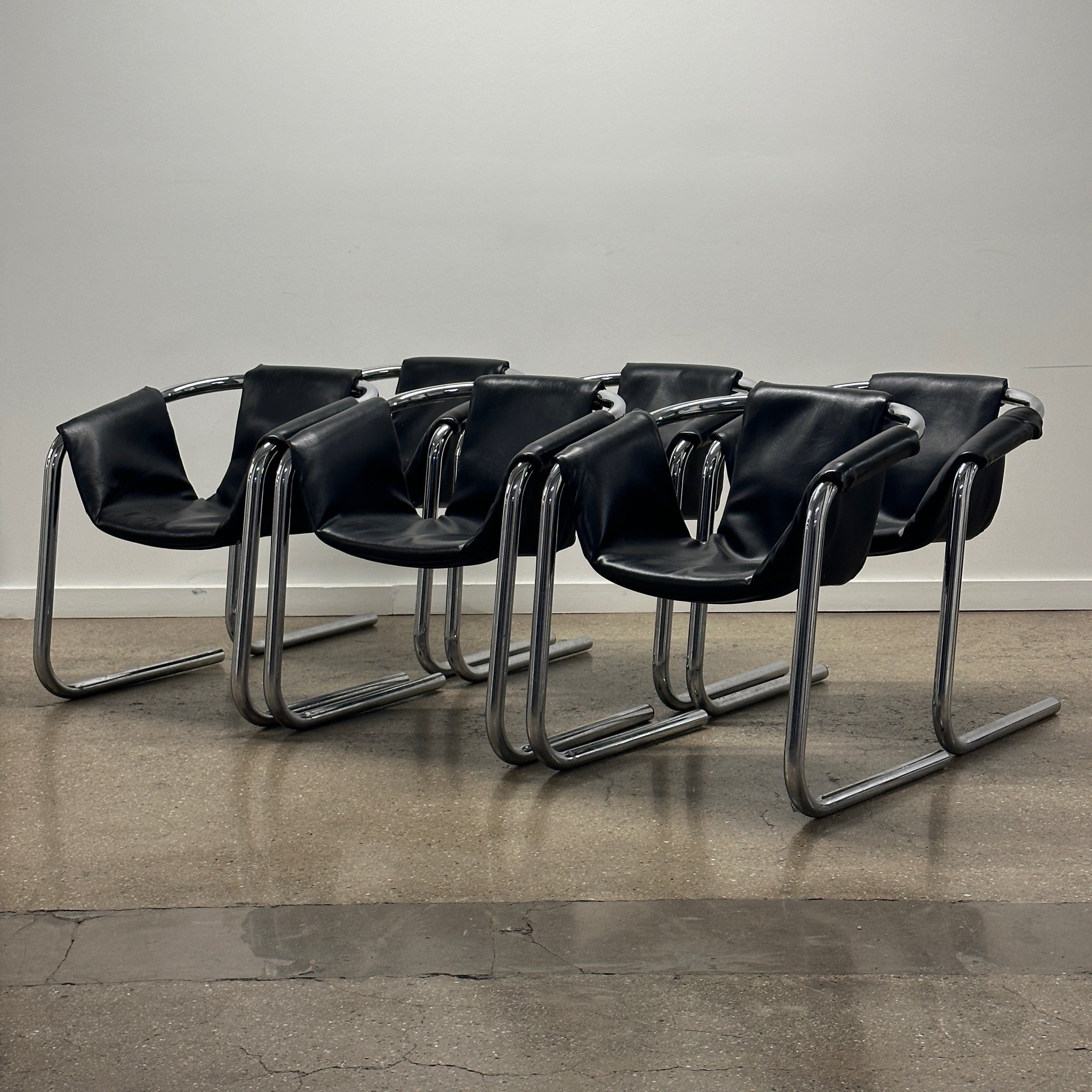 Zermatt Tubular Chrome Sling Chairs by Vecta