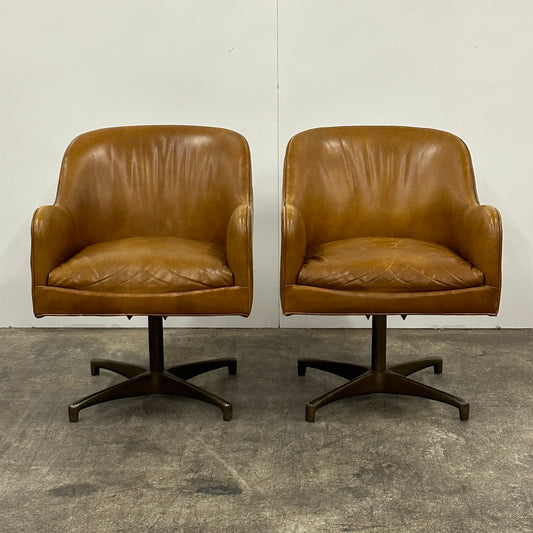 Leather Swivel Chairs by Jens Risom for Marble Furniture