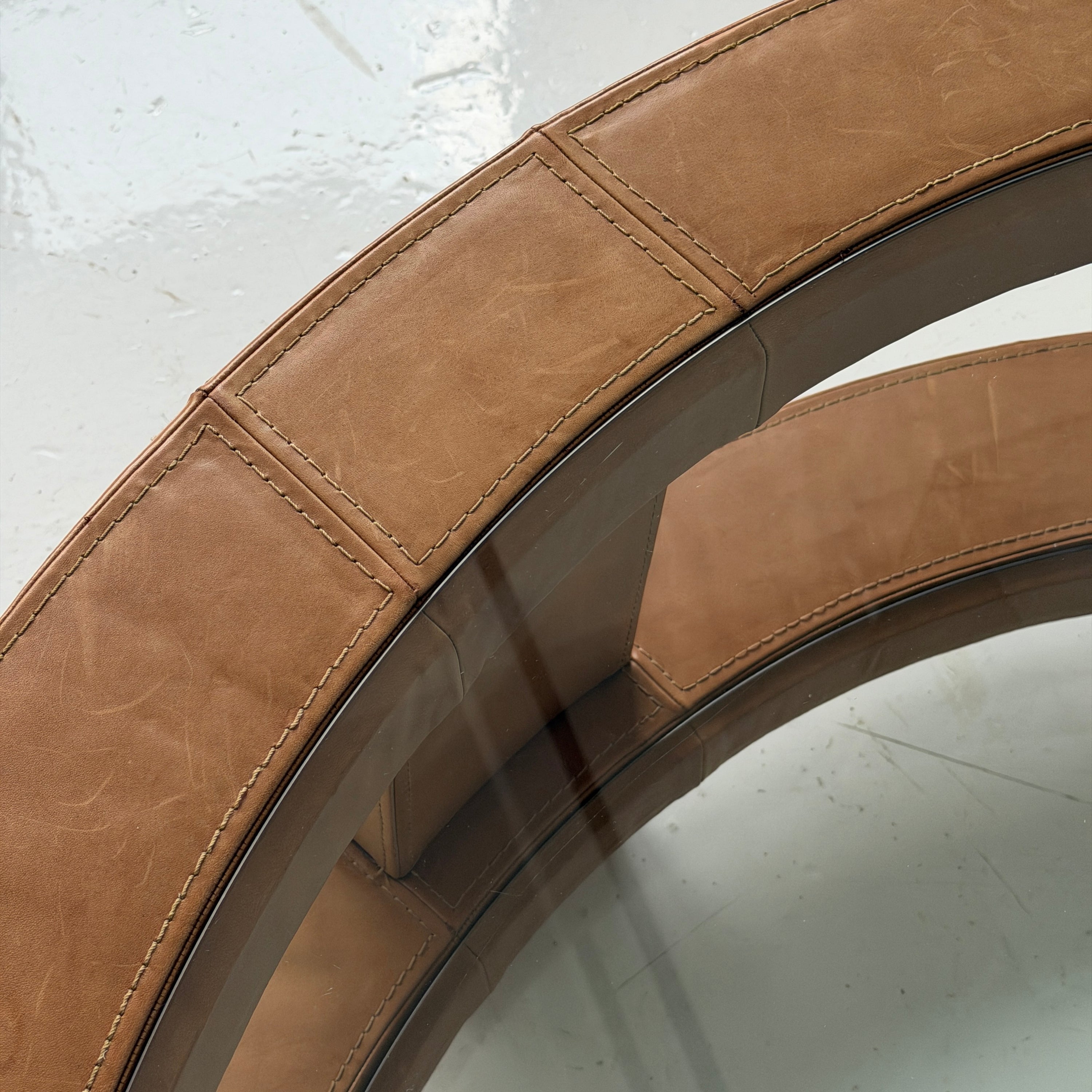 Belgian Leather Circular Coffee Table