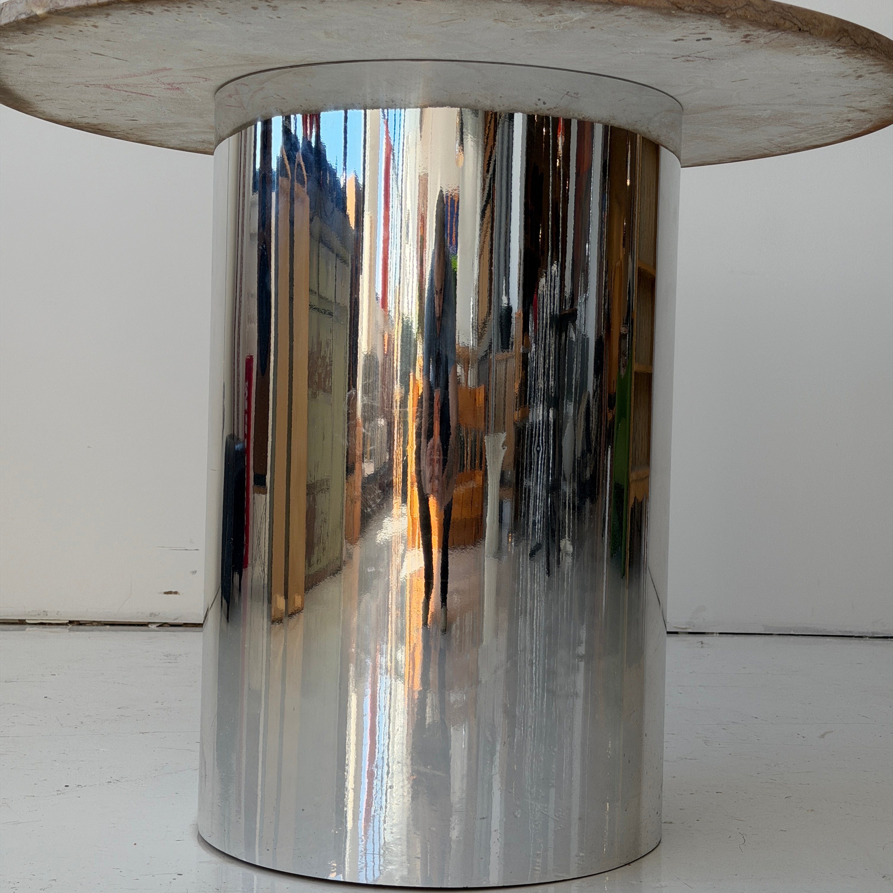 Chrome/Marble Circular Dining Table