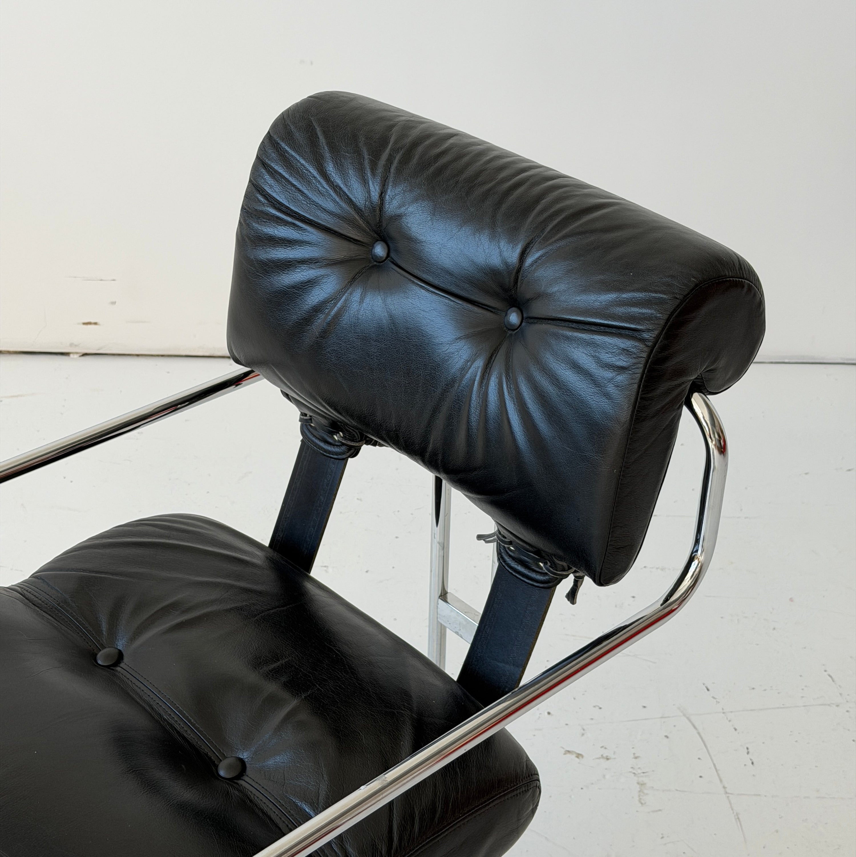 Leather Side Chair by Guido Faleschini for i4 Mariani