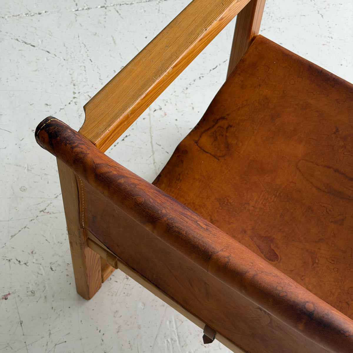 Patinated Leather Lounge Chair by Karin Mobring