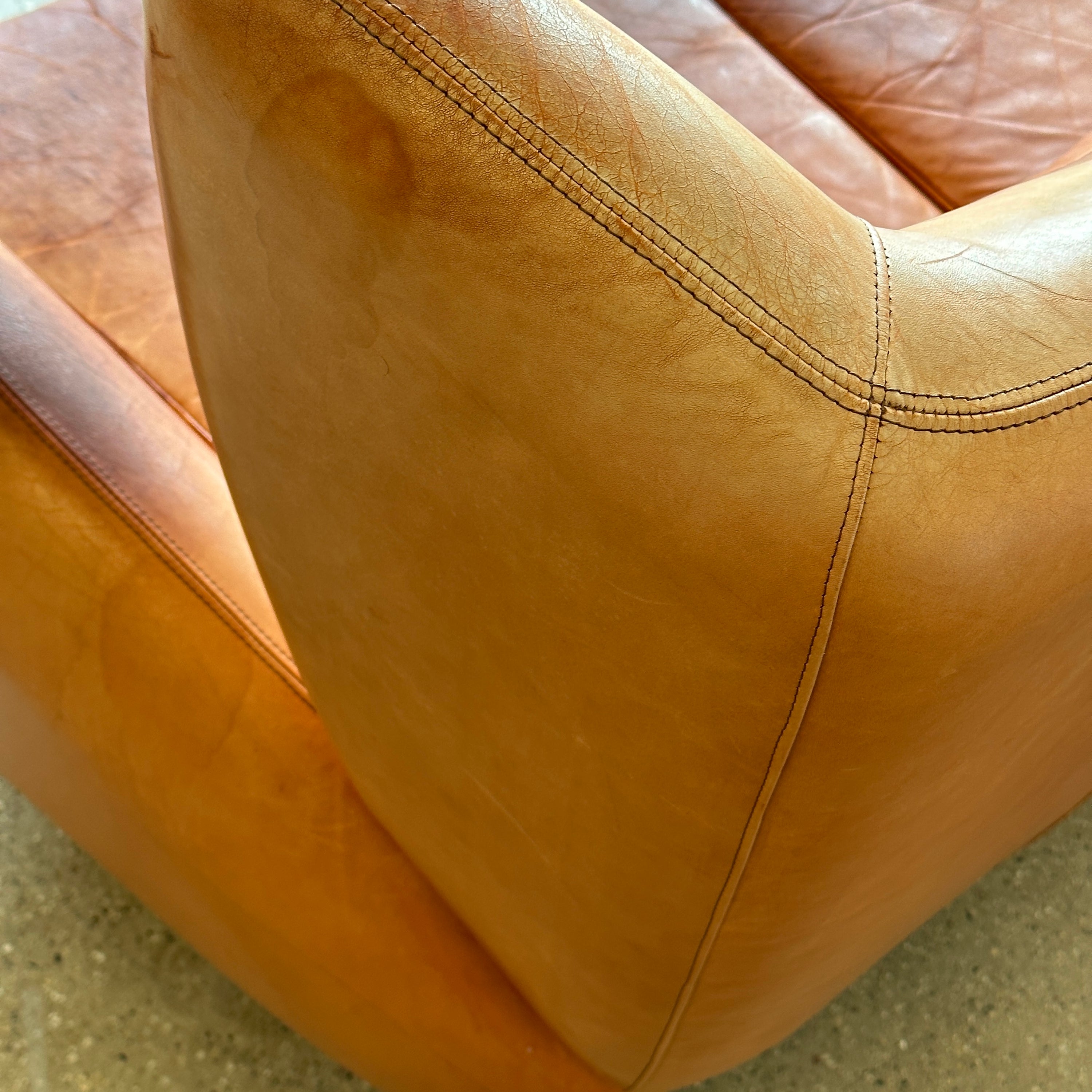 Fiftyish Wingback Leather Sofa by Vladimir Kagan for American Leather