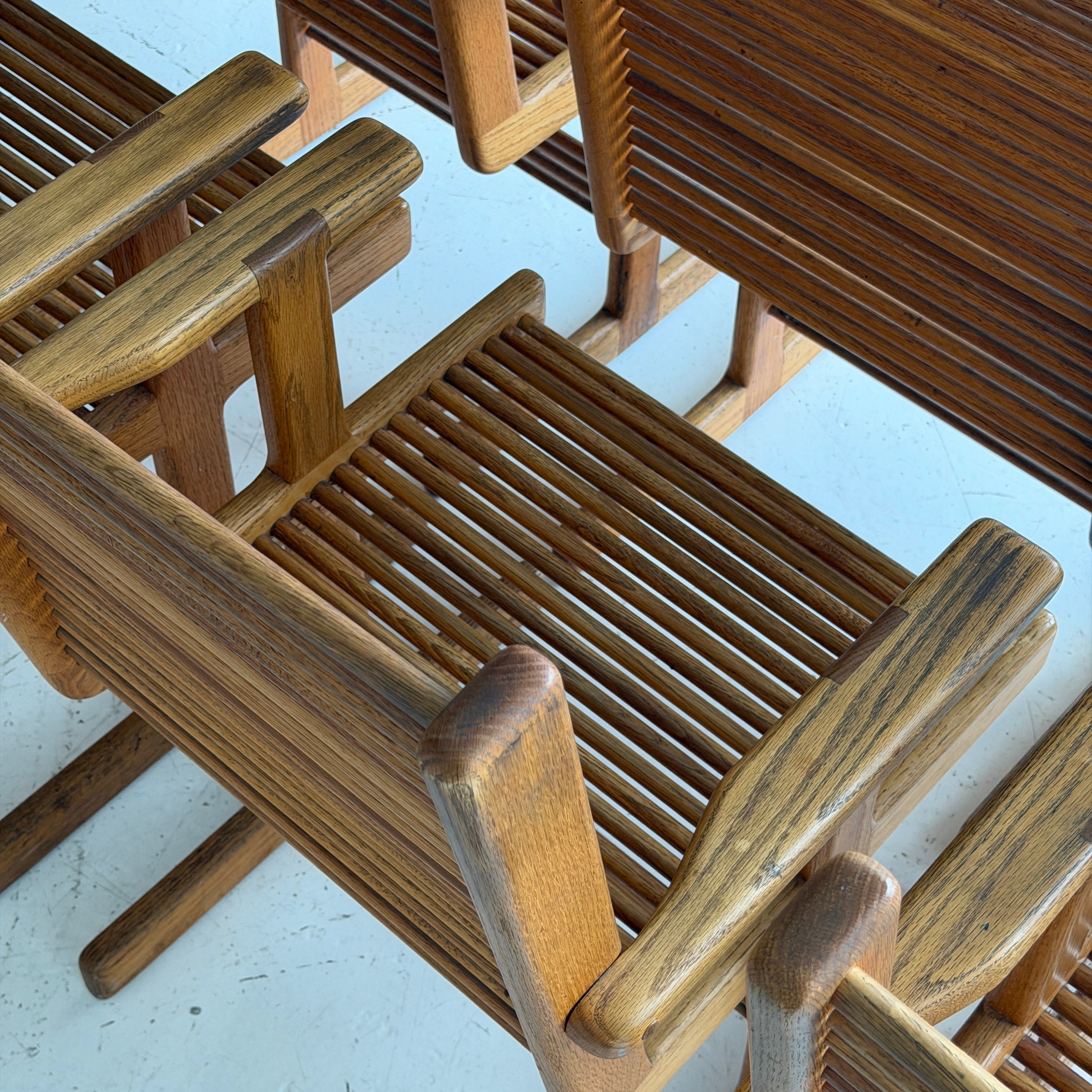 Highback Spindle Dowel Oak Dining Chairs by Stephen Hynson