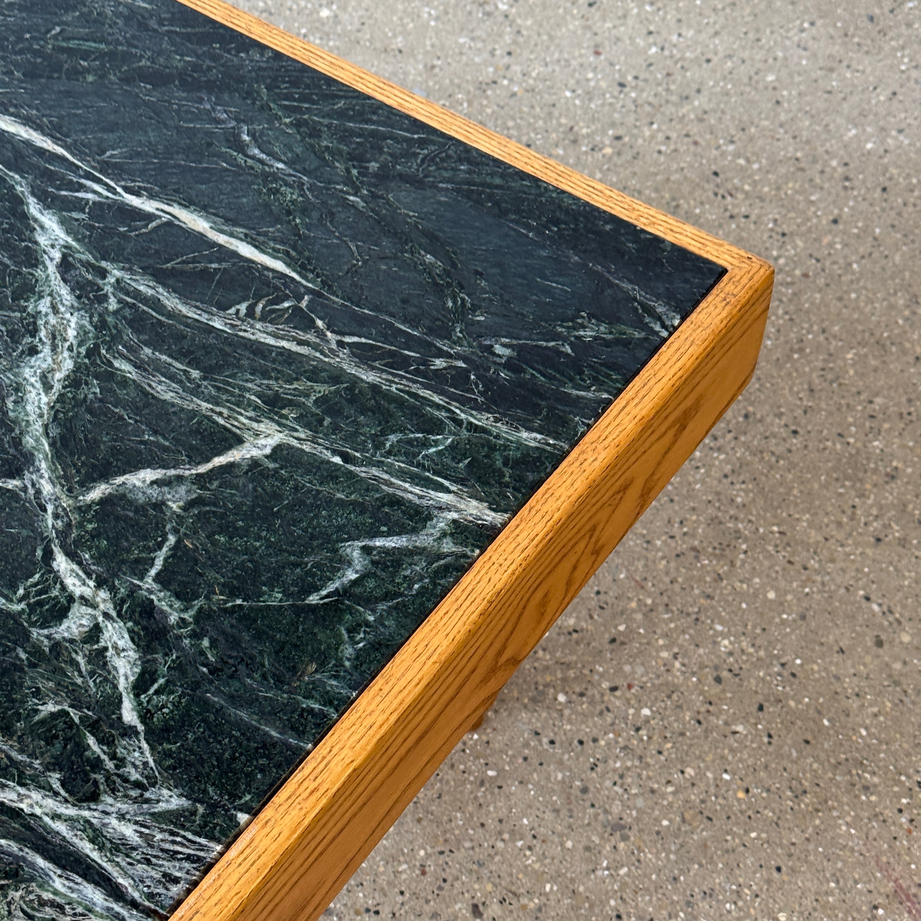 Green Marble Oak Side Table
