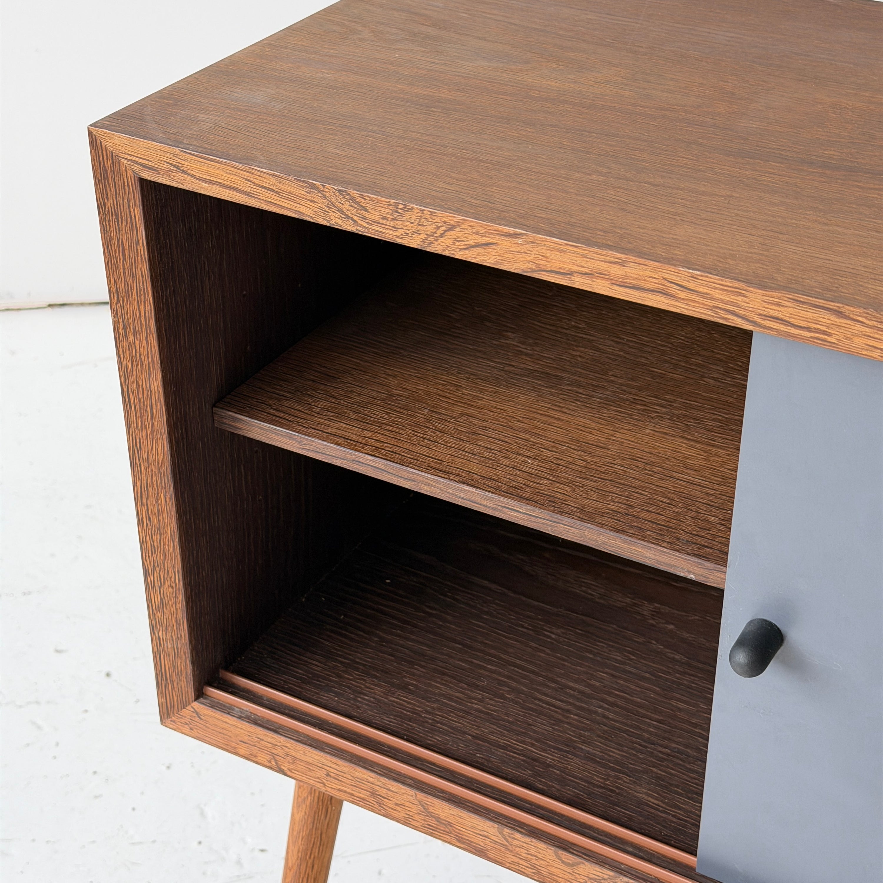 Painted Danish Sliding Door Cabinet