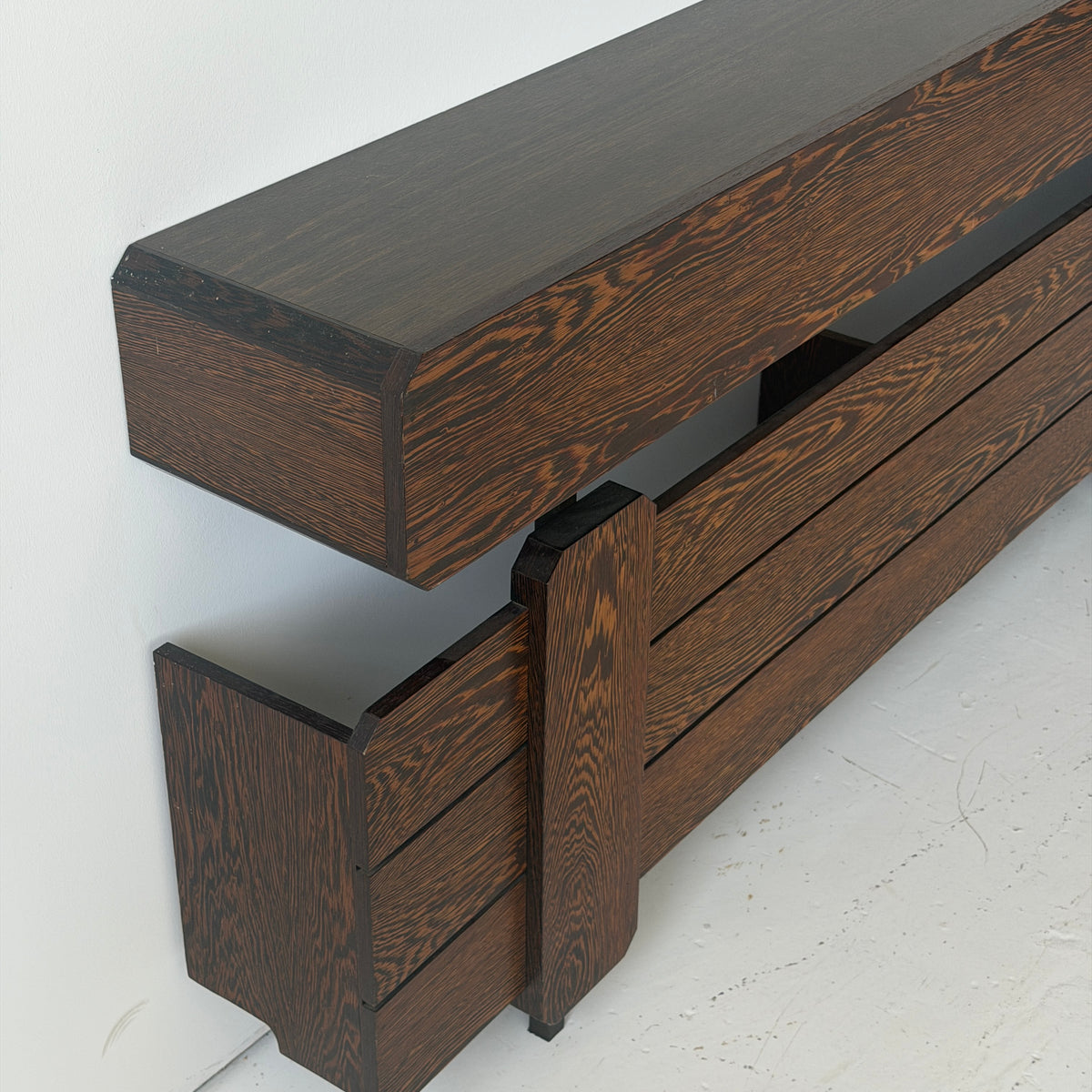 Belgian Wenge Wood Brutalist Console Table