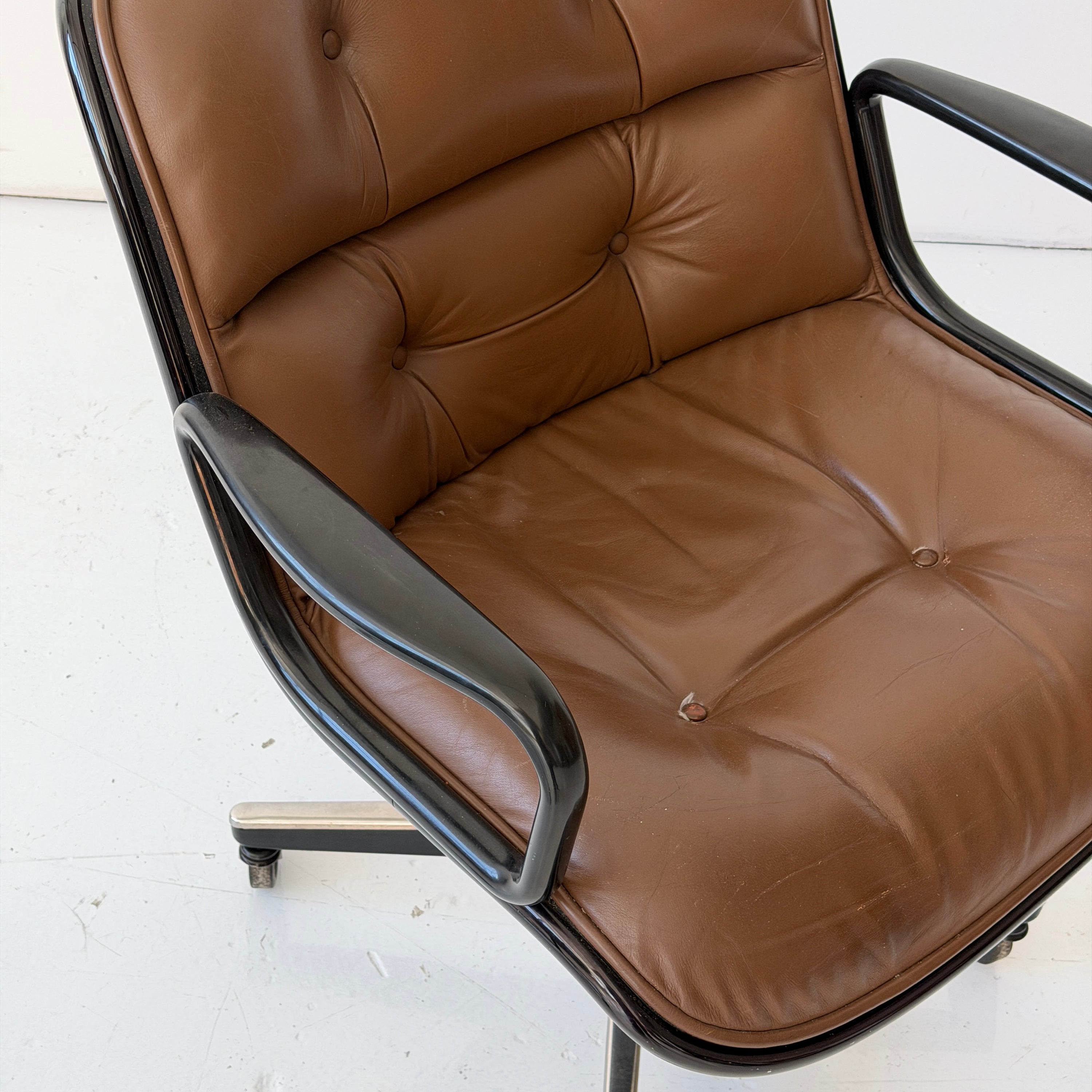 Brown Leather Pollock Desk Chair by Charles Pollock for Knoll