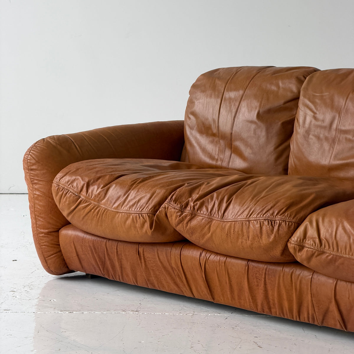 Overstuffed Italian Leather Sofa