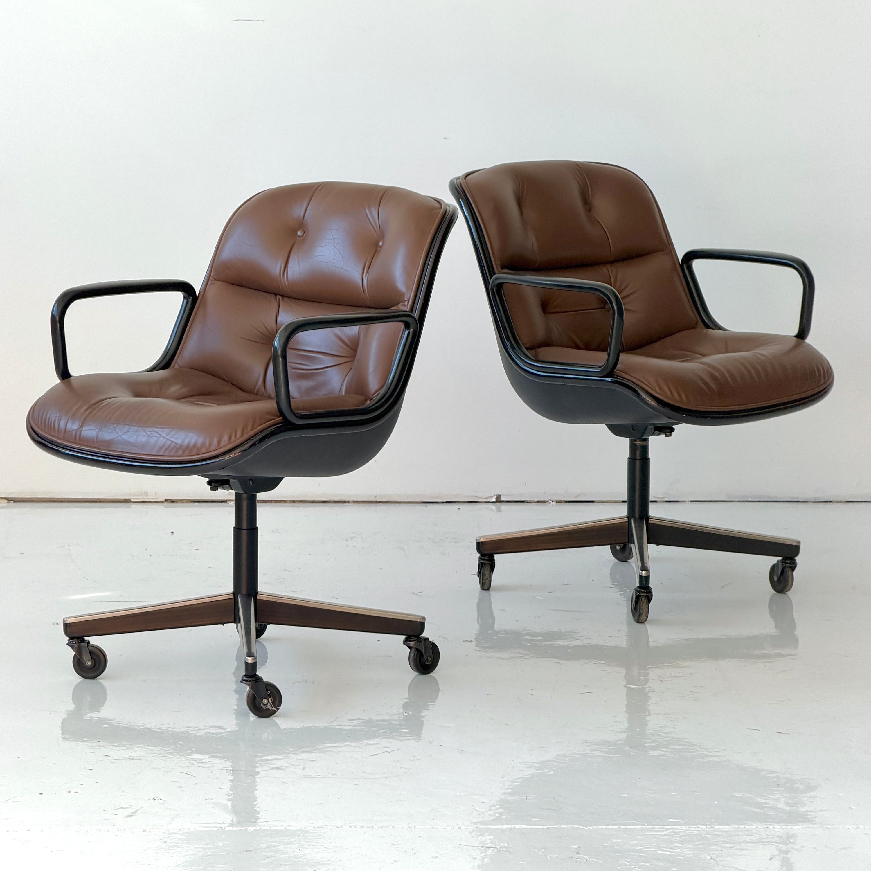 Brown Leather Pollock Desk Chair by Charles Pollock for Knoll