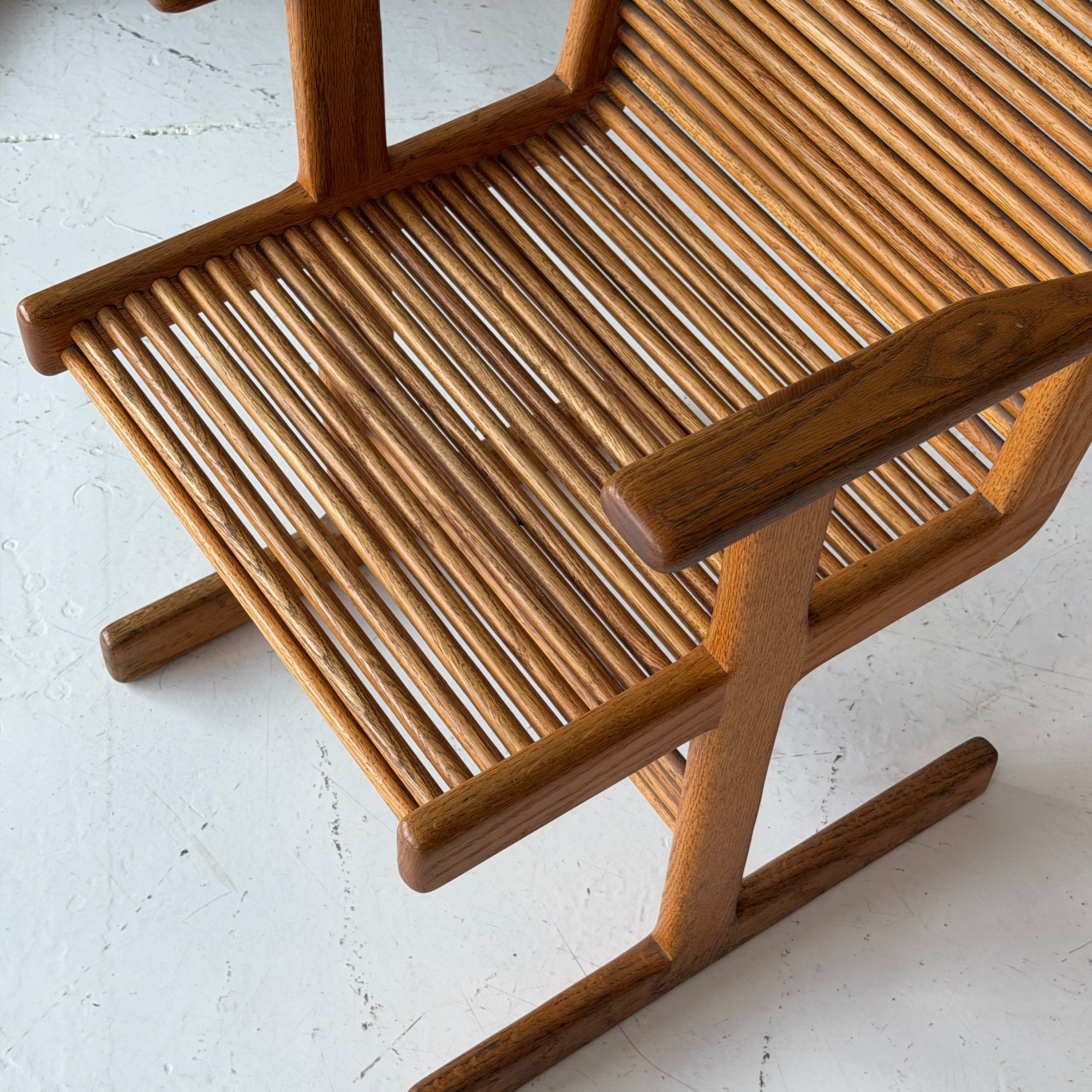 Highback Spindle Dowel Oak Dining Chairs by Stephen Hynson