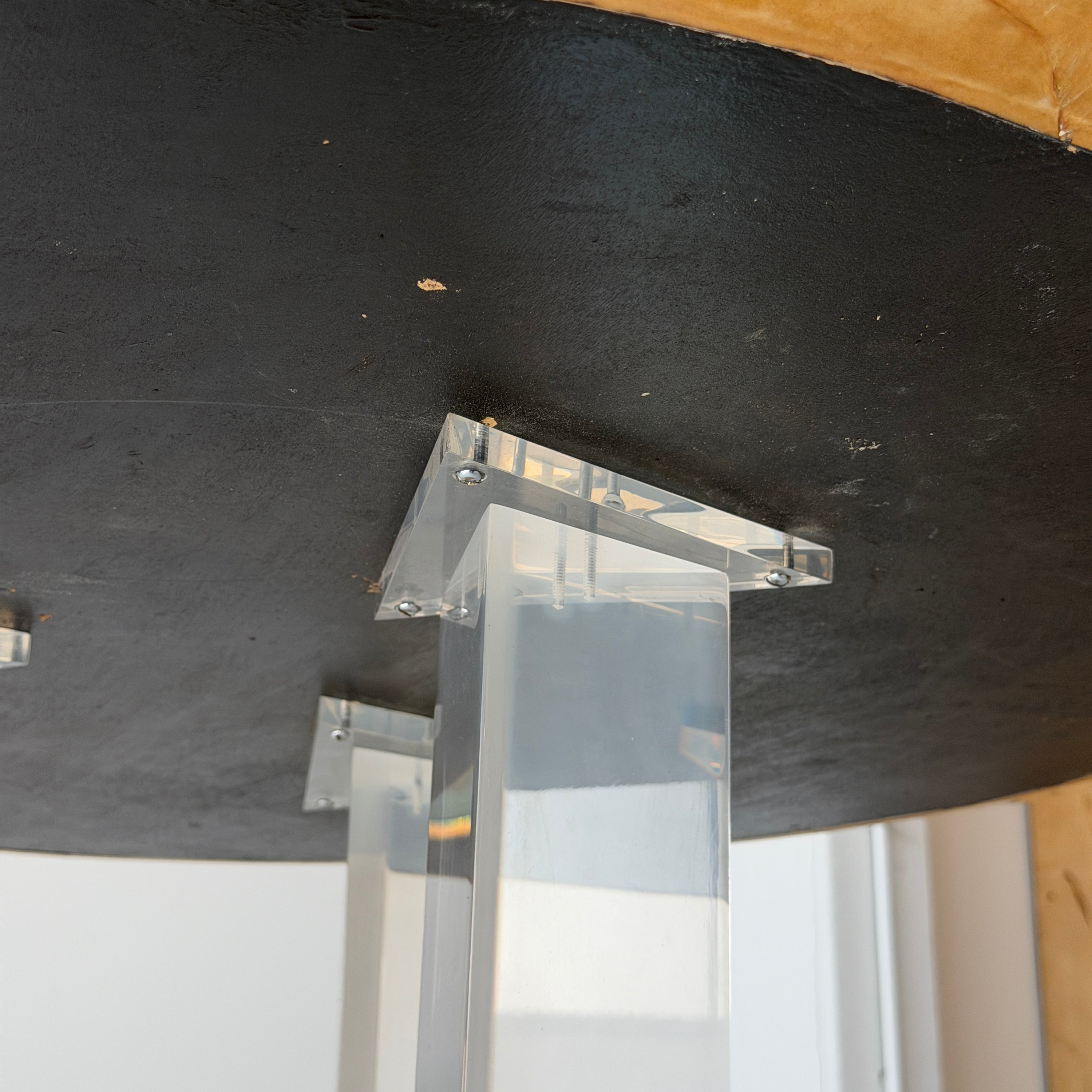 Goatskin + Lucite Circle Dining Table