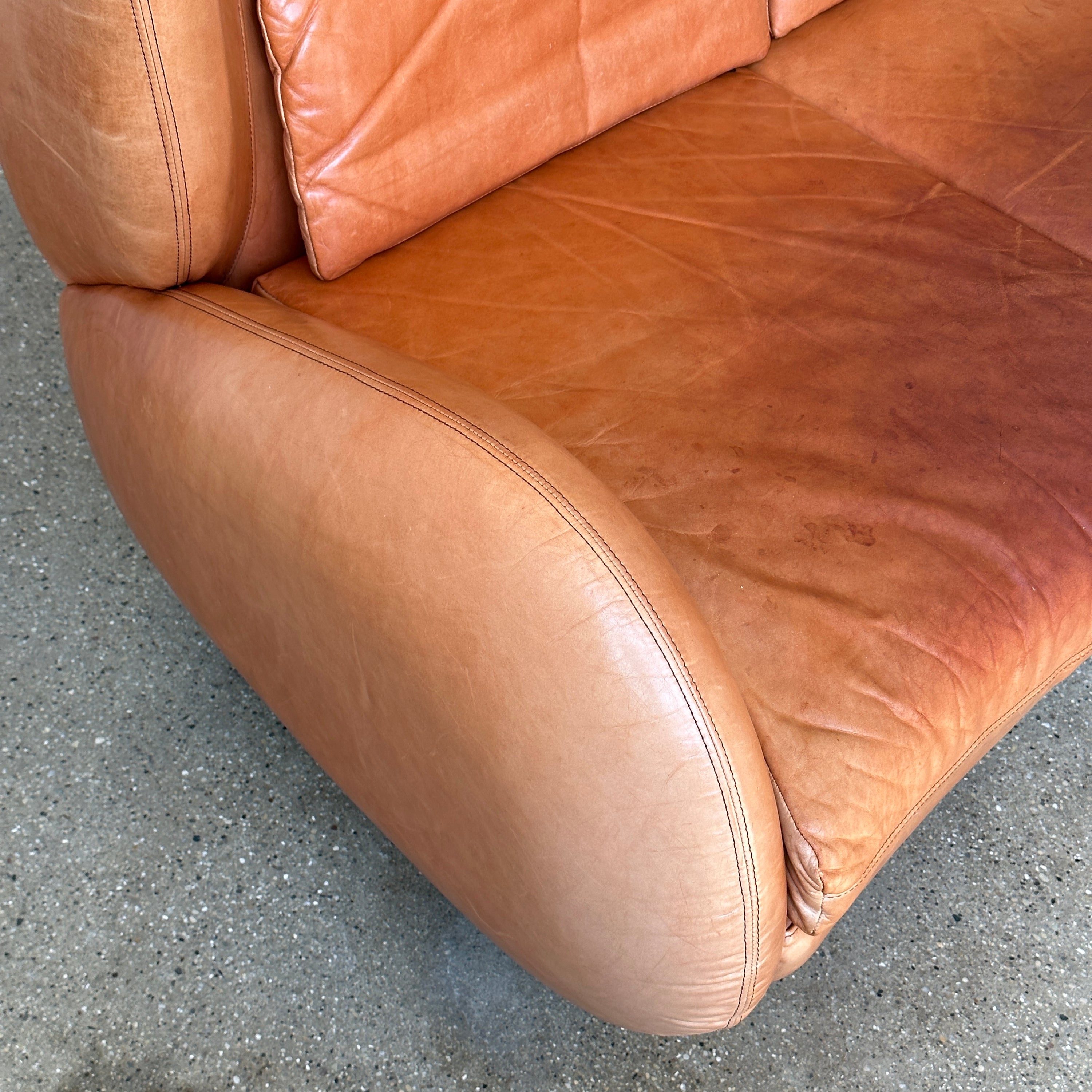 Fiftyish Wingback Leather Sofa by Vladimir Kagan for American Leather