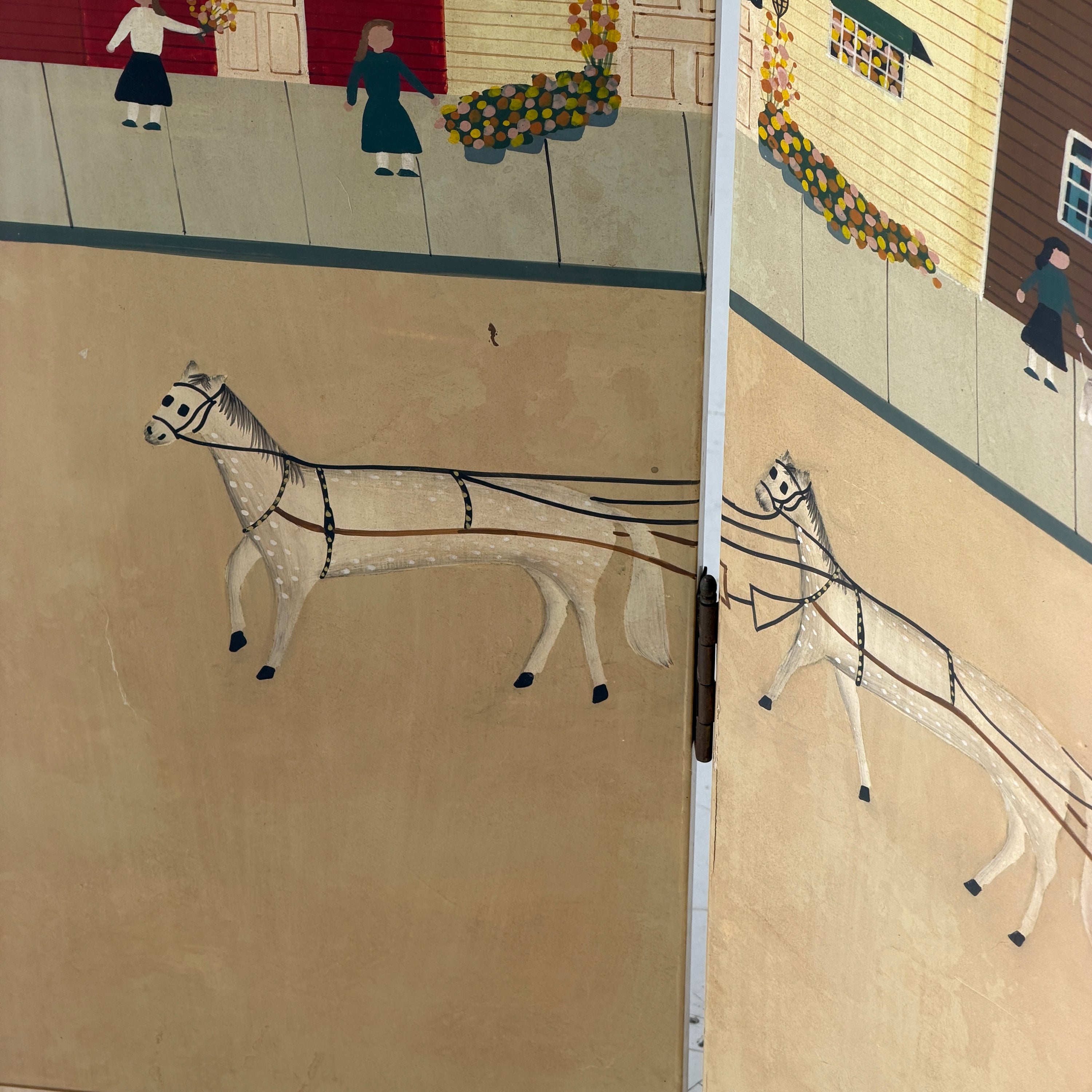 Hand Painted Antique Folk Art Screen by Sandi Wickersham Resnick