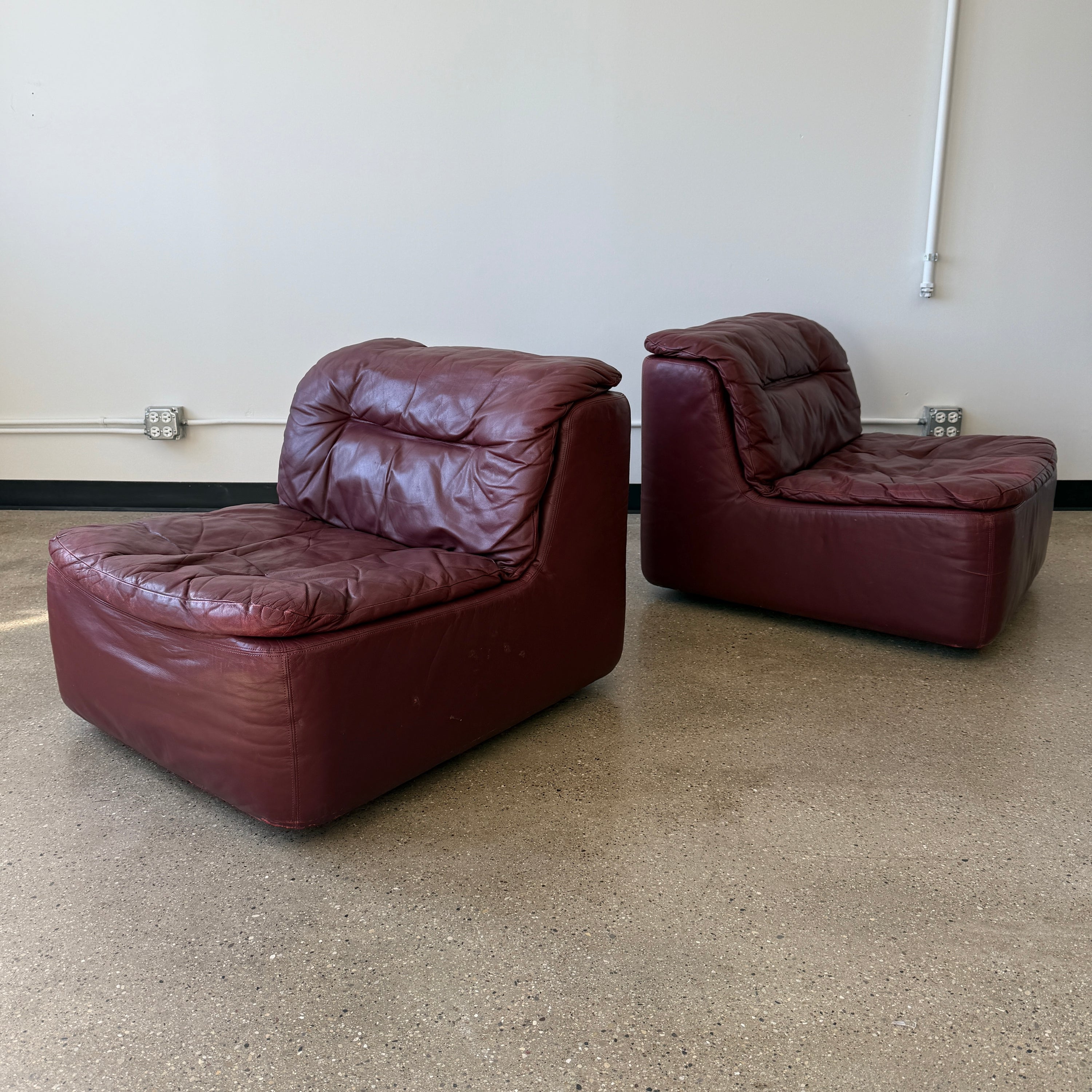 Oxblood Leather Modular Chairs by Friedrich Hill for Brayton International