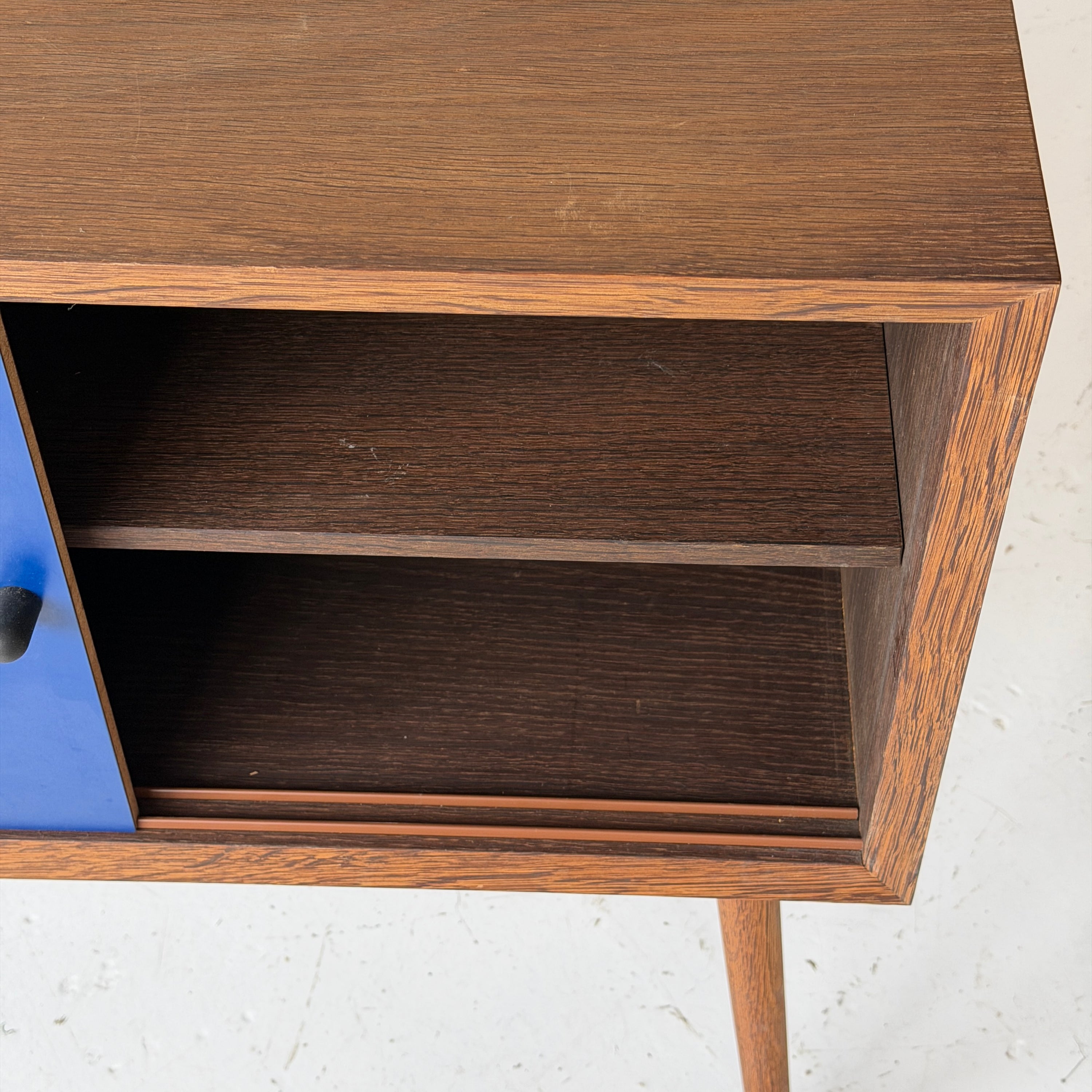 Painted Danish Sliding Door Cabinet