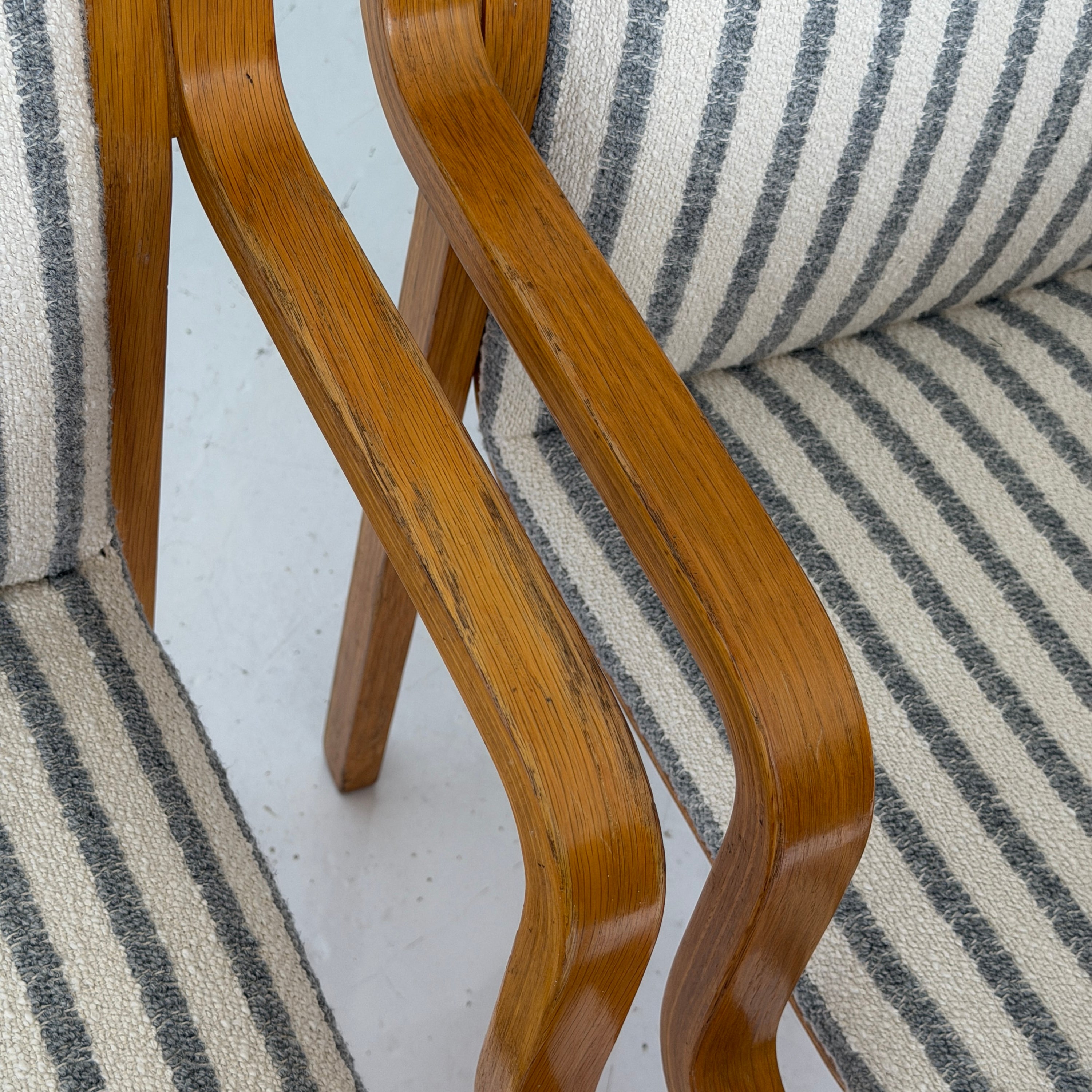 Finnish Bentwood Striped Armchairs by Stendig