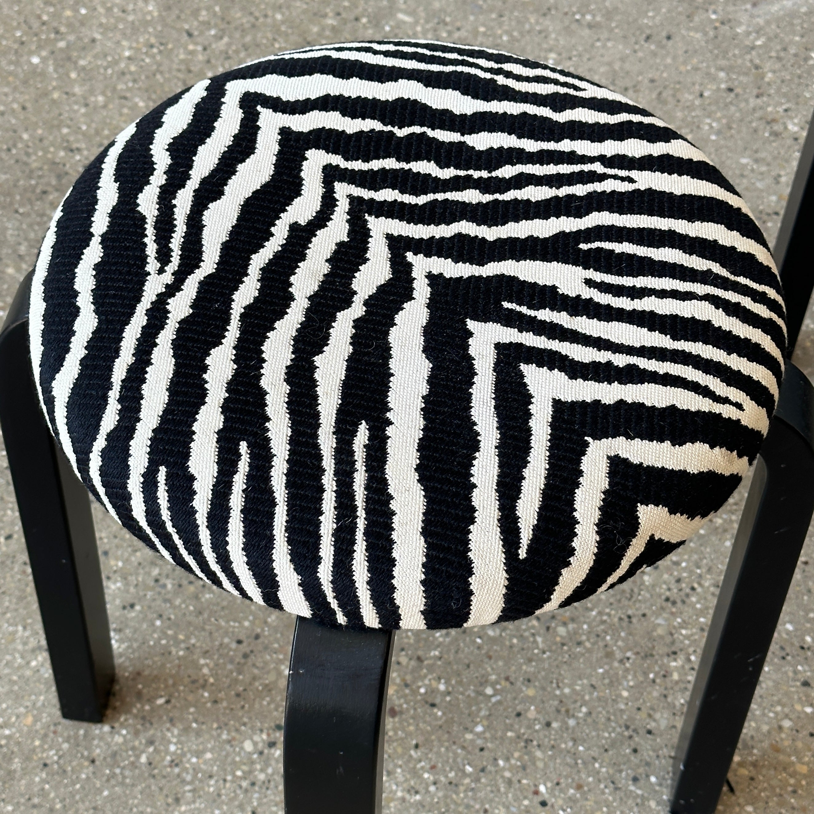 Stool E60 in Artek Zebra Fabric by Alvar Aalto for Artek