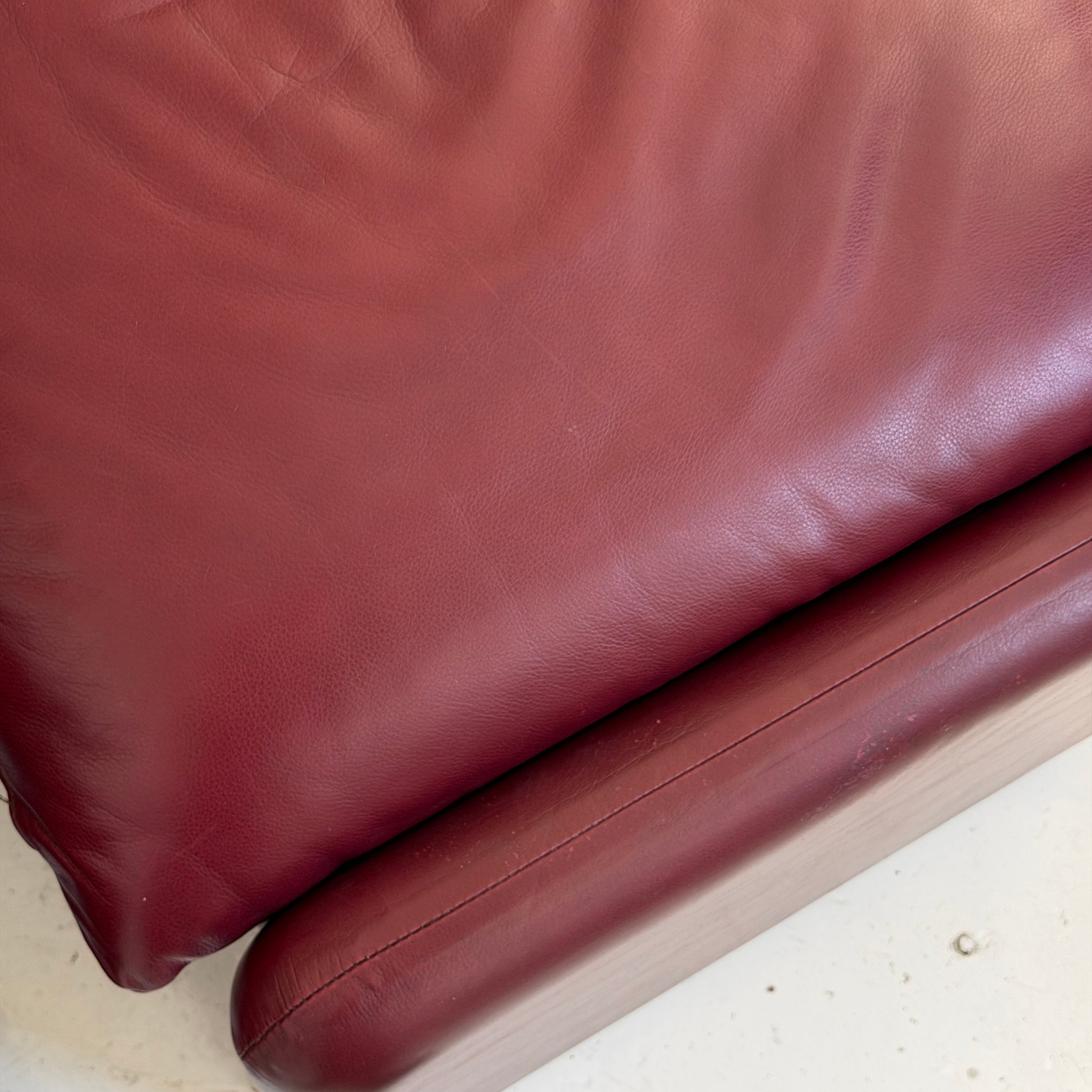 Oxblood Leather Maralunga Chair + Ottoman by Vico Magistretti for Cassina