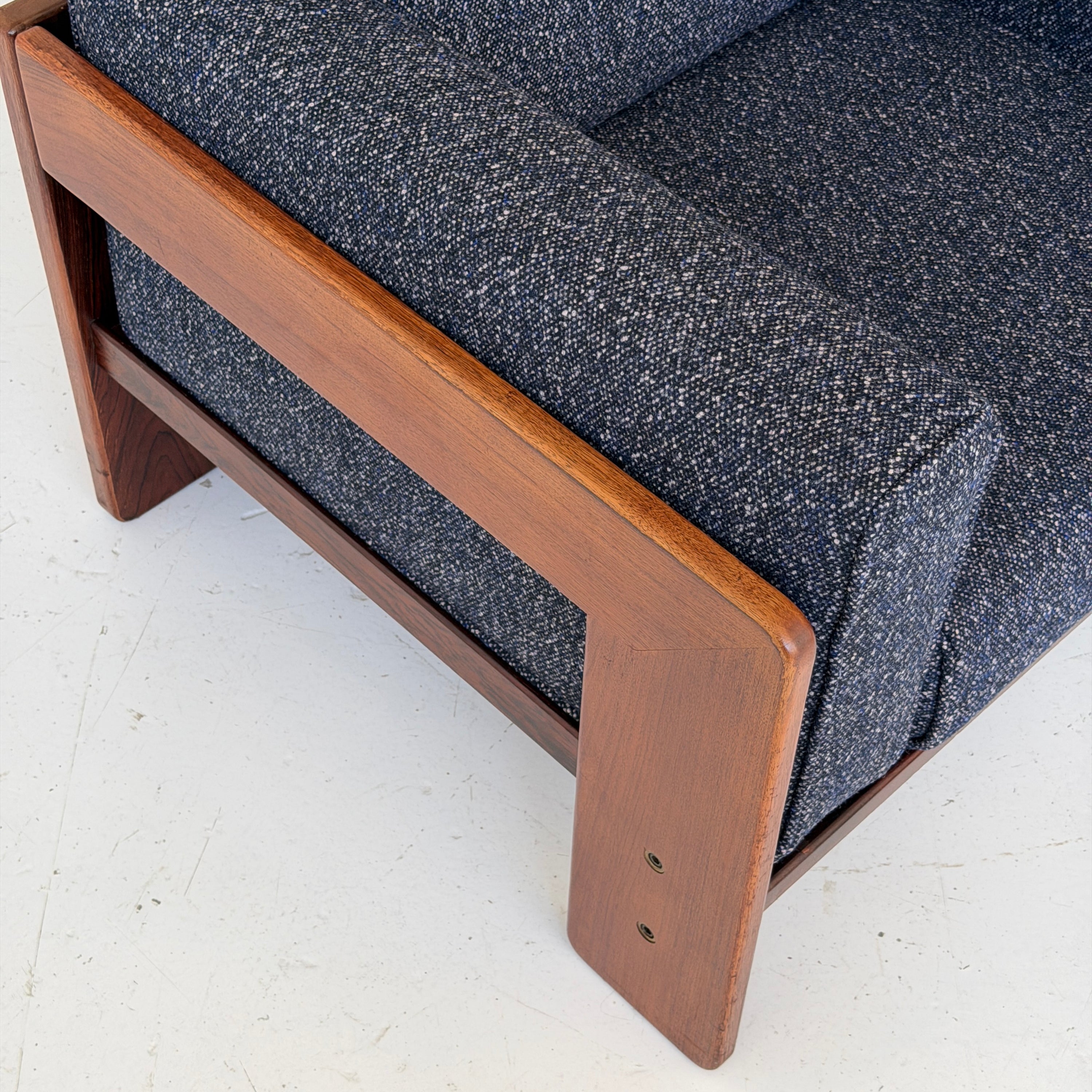Rosewood Bastiano Chair by Afra + Tobia Scarpa for Gavina in Raf Simons Fabric