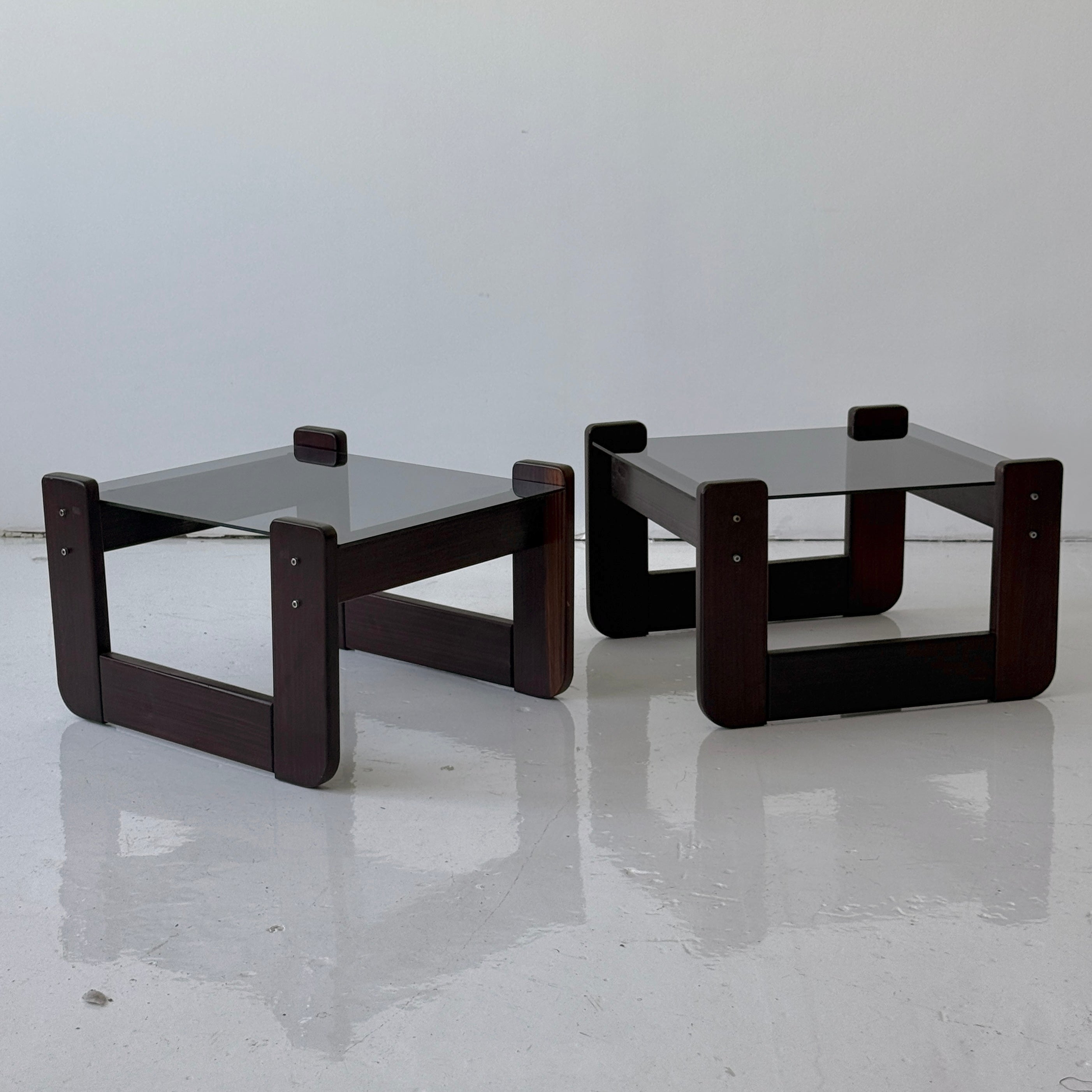 Brazilian Smoked Glass Tables by Percival Lafer