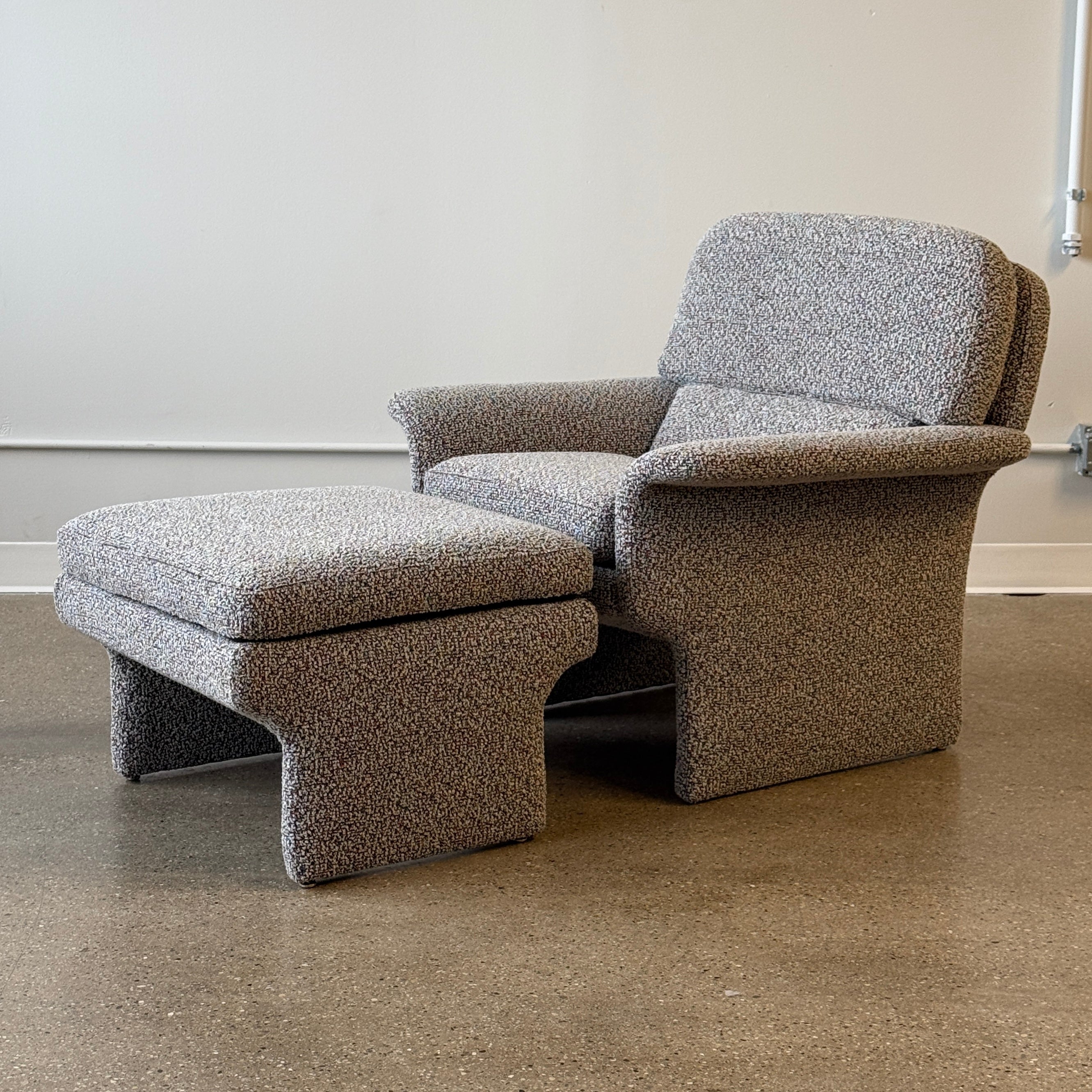 Curved Postmodern Lounge Chair + Ottoman Attr. Vladimir Kagan for Preview