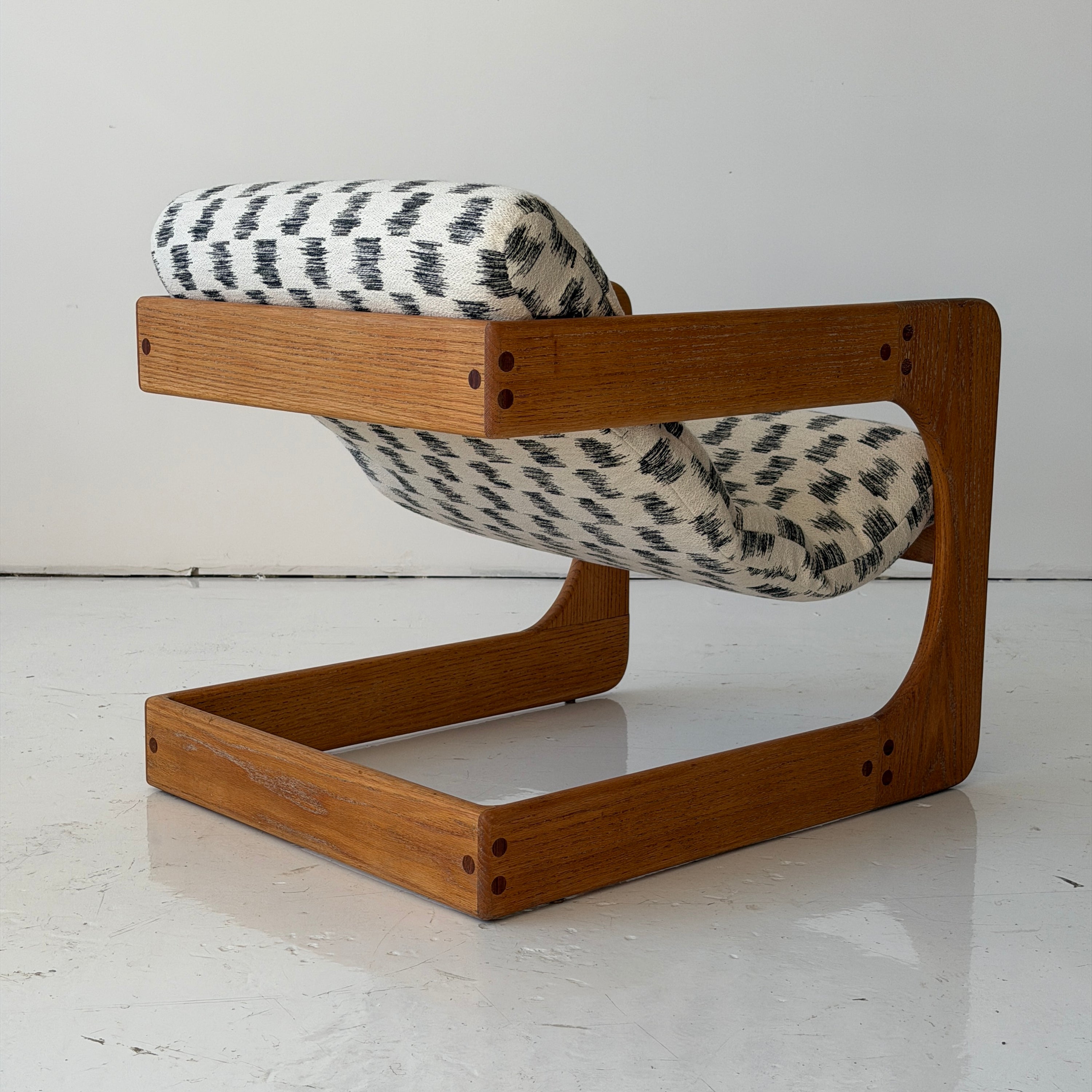 Brutalist Oak Lounge Chair by Lou Hodges