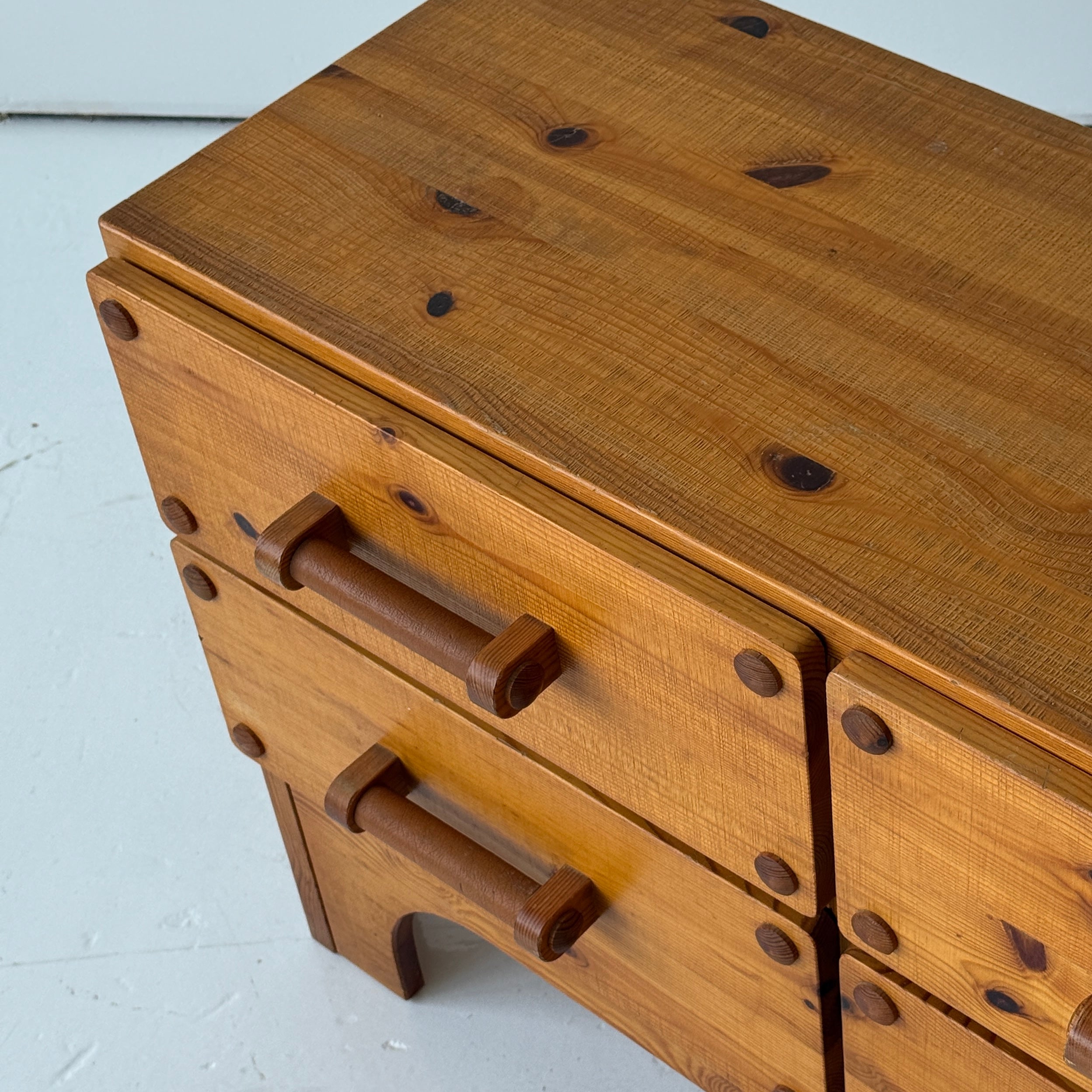 Swedish Pine Dresser w/ Leather Pulls