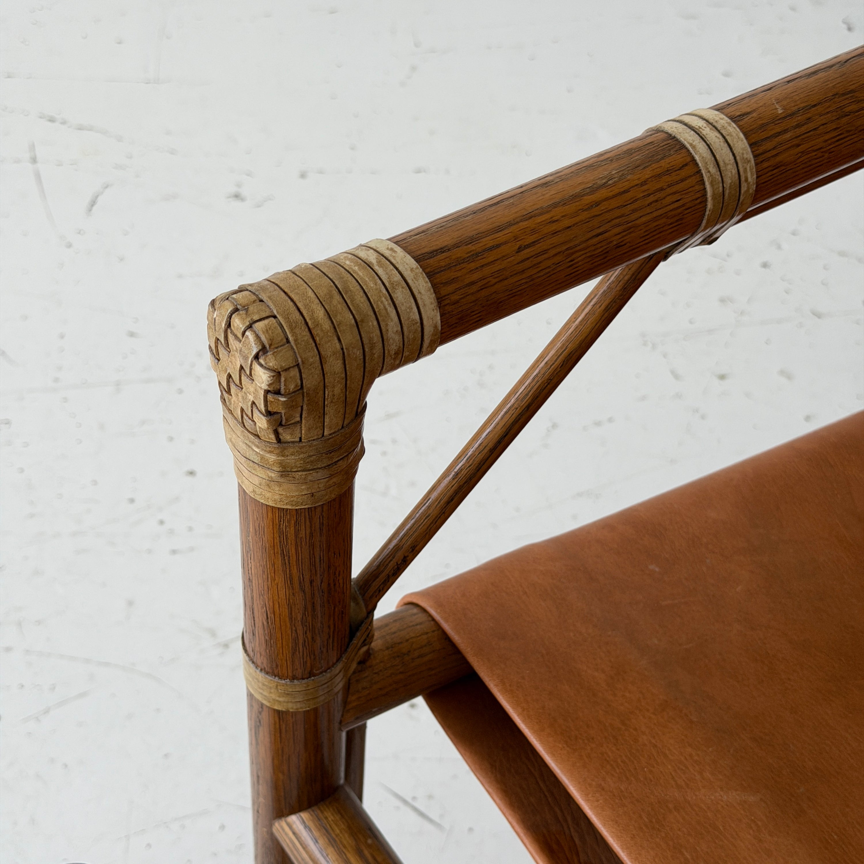 Leather Campaign Chair + Ottoman by Eleanor Forbes for Mcguire