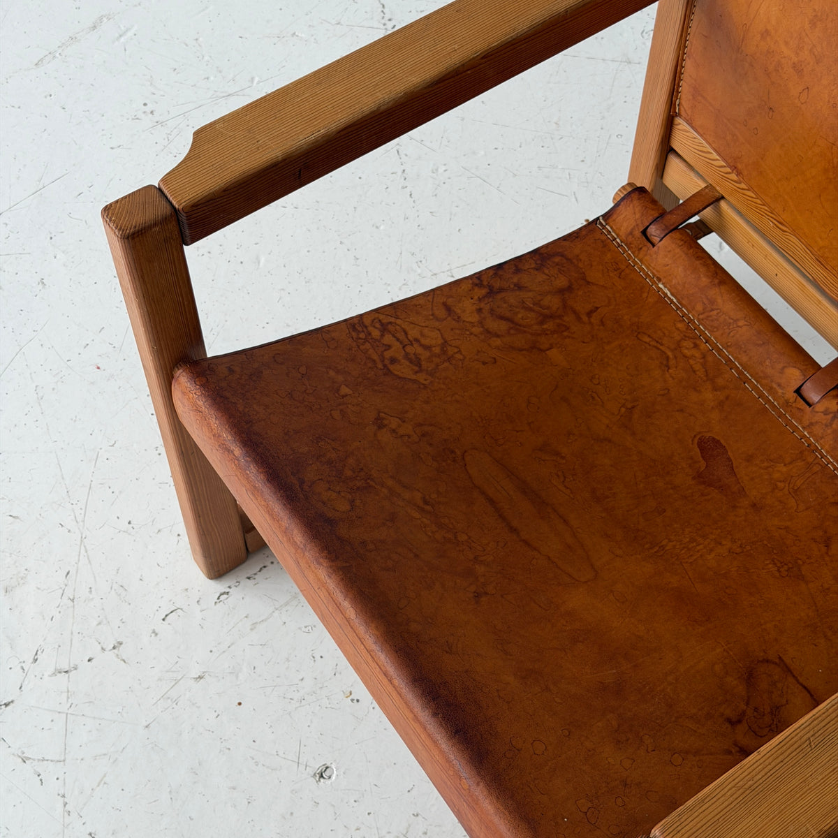 Patinated Leather Lounge Chair by Karin Mobring