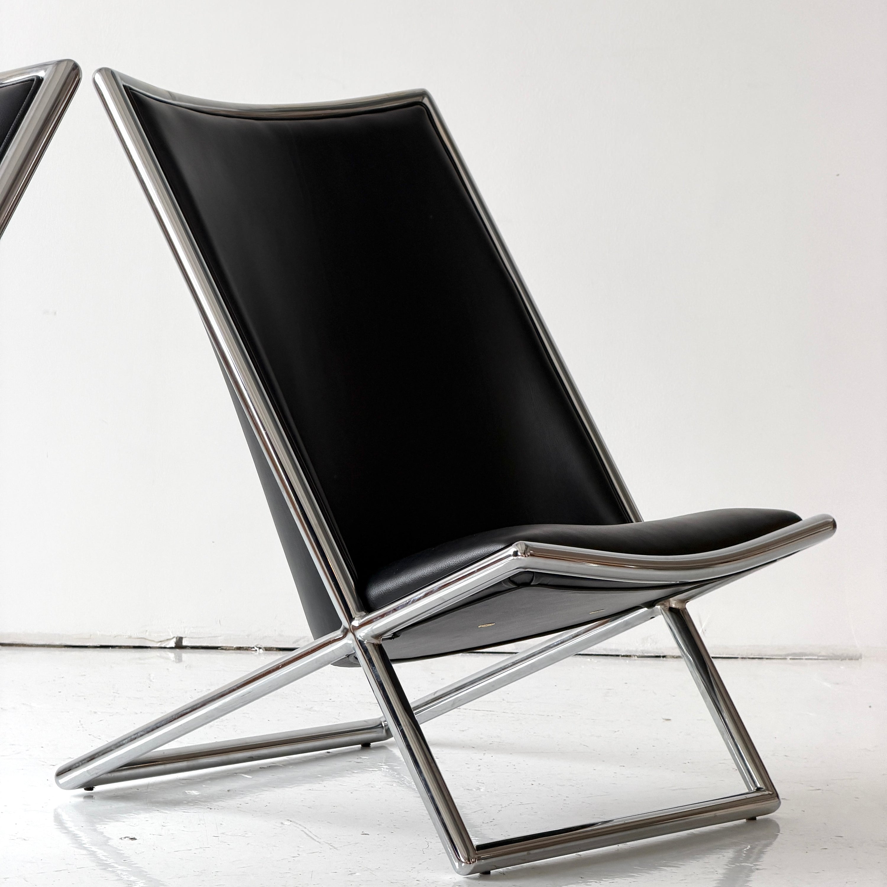 Leather Scissor Chairs by Ward Bennett for Brickell Associates