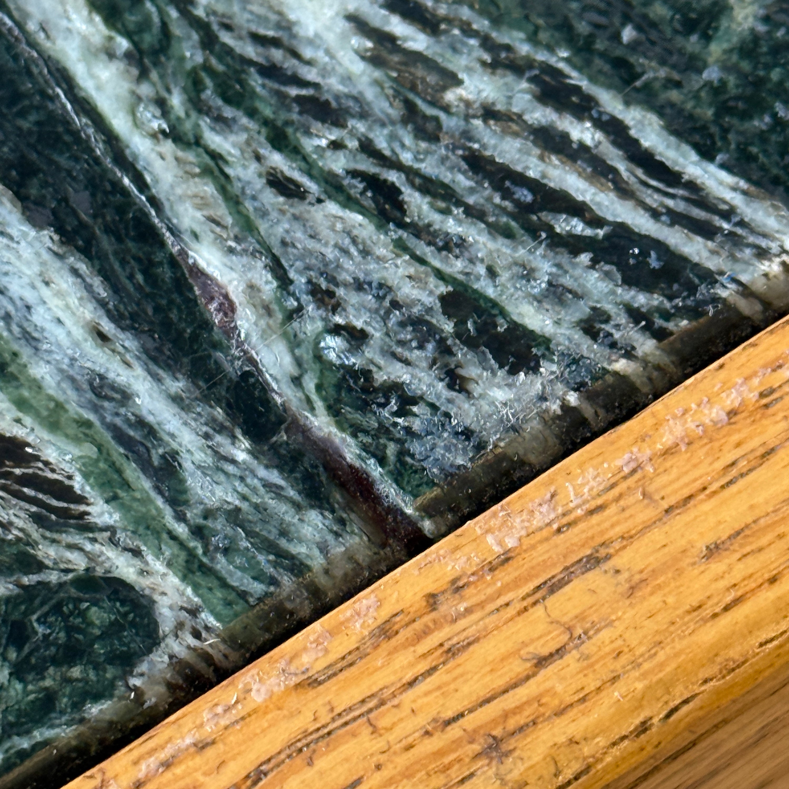 Green Marble Oak Side Table