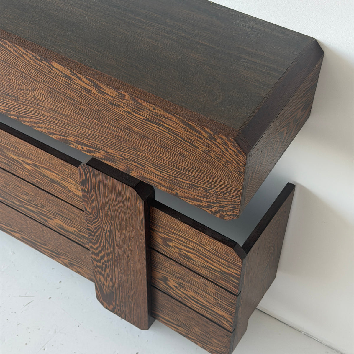 Belgian Wenge Wood Brutalist Console Table