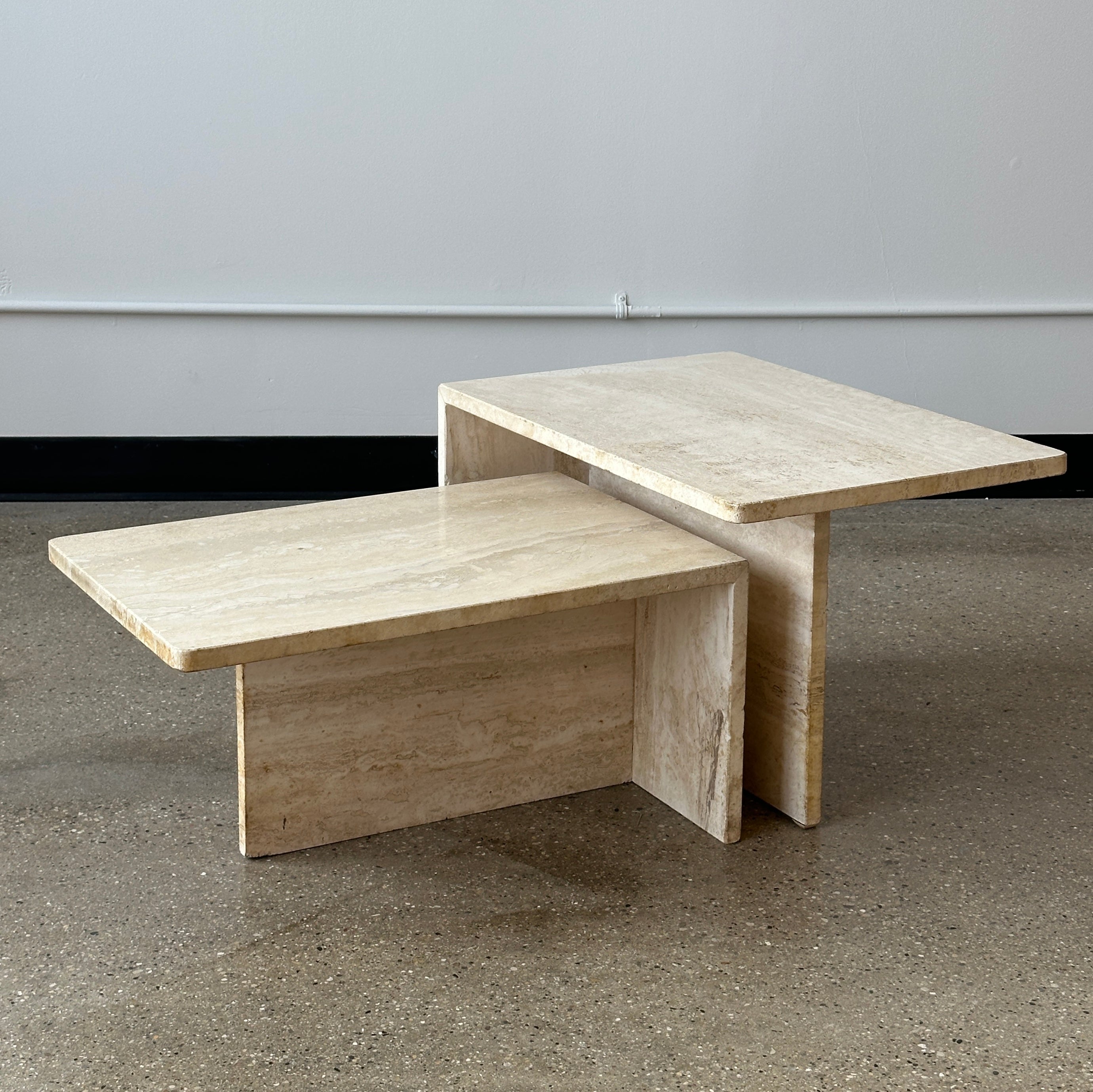 Tiered Travertine Nesting Tables