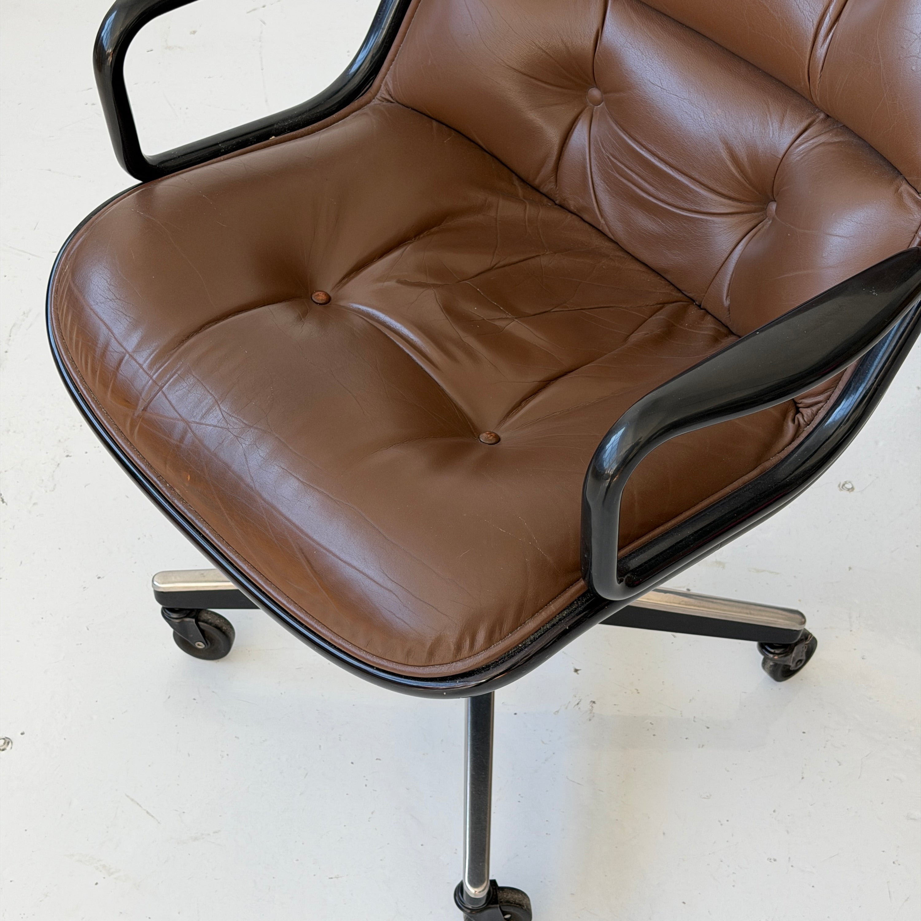 Brown Leather Pollock Desk Chair by Charles Pollock for Knoll