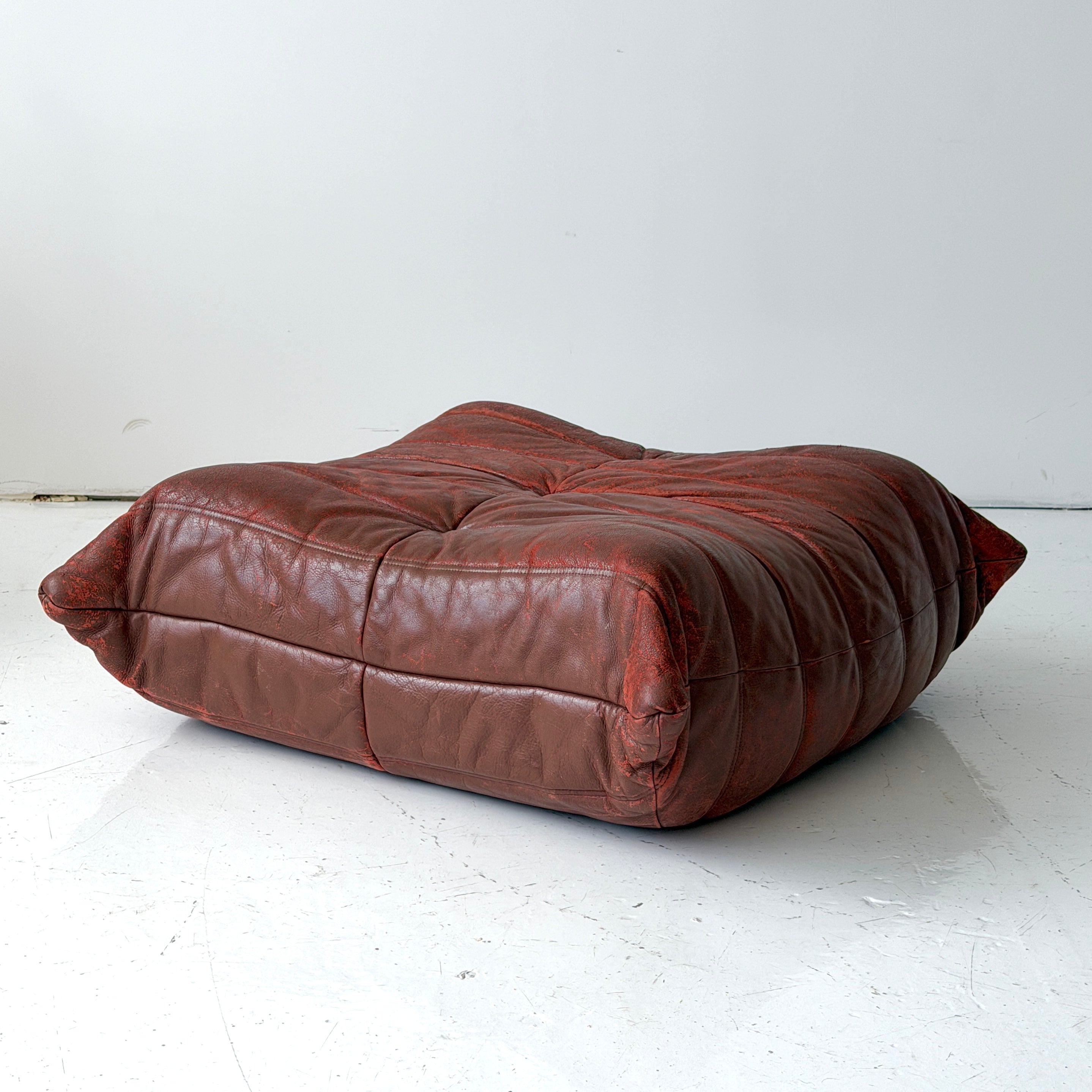 Leather Togo Ottoman by Michel Ducaroy for Ligne Roset