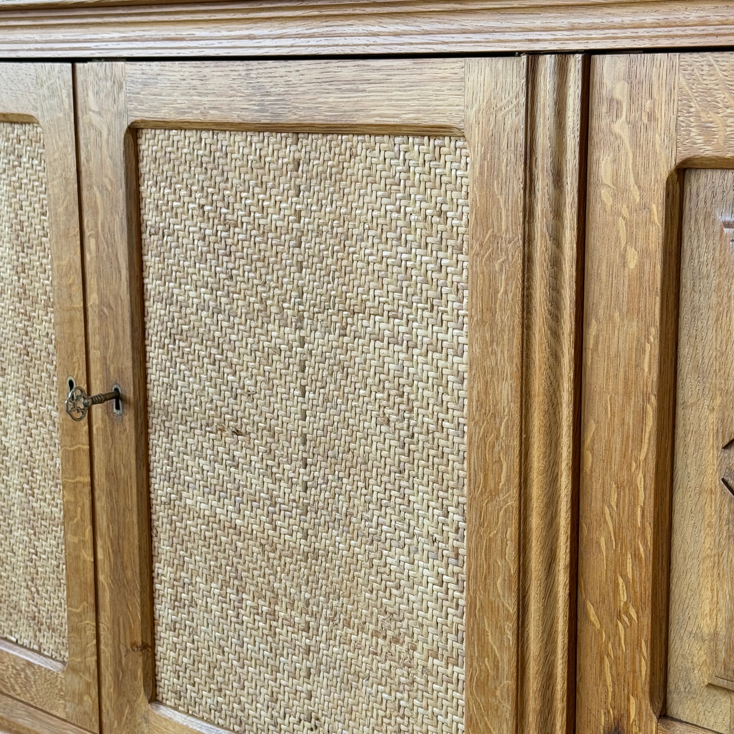 Danish Carved Oak Brutalist Sideboard