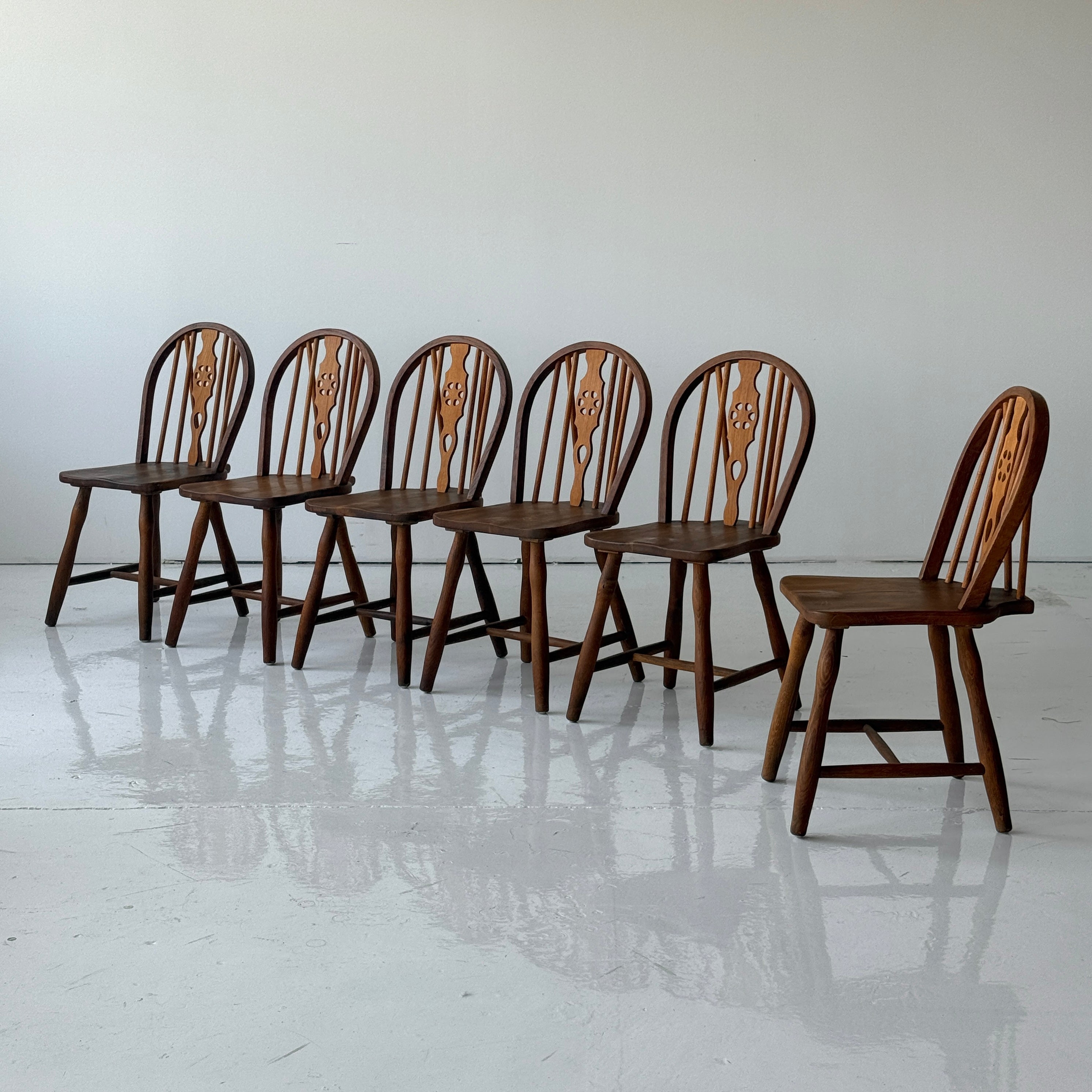 Scandinavian Oak Spindle Back Dining Chairs
