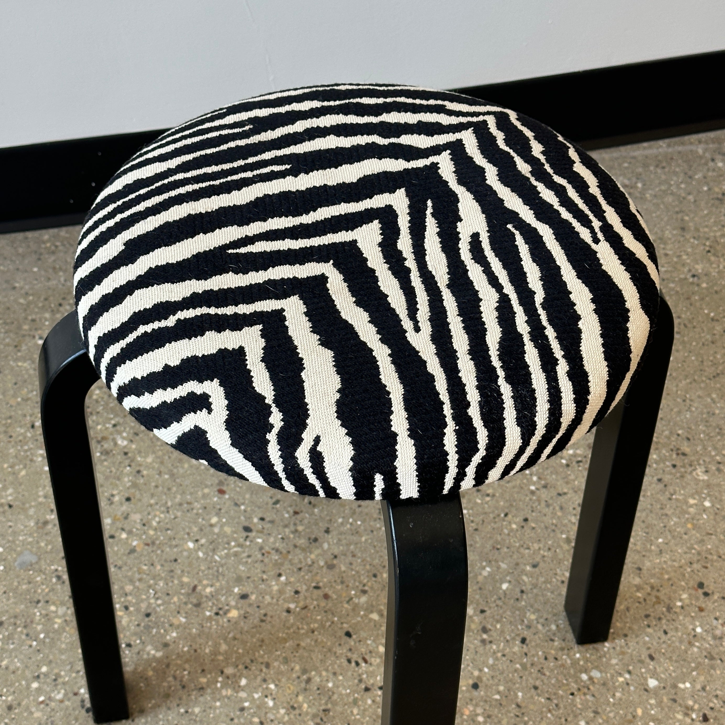 Stool E60 in Artek Zebra Fabric by Alvar Aalto for Artek