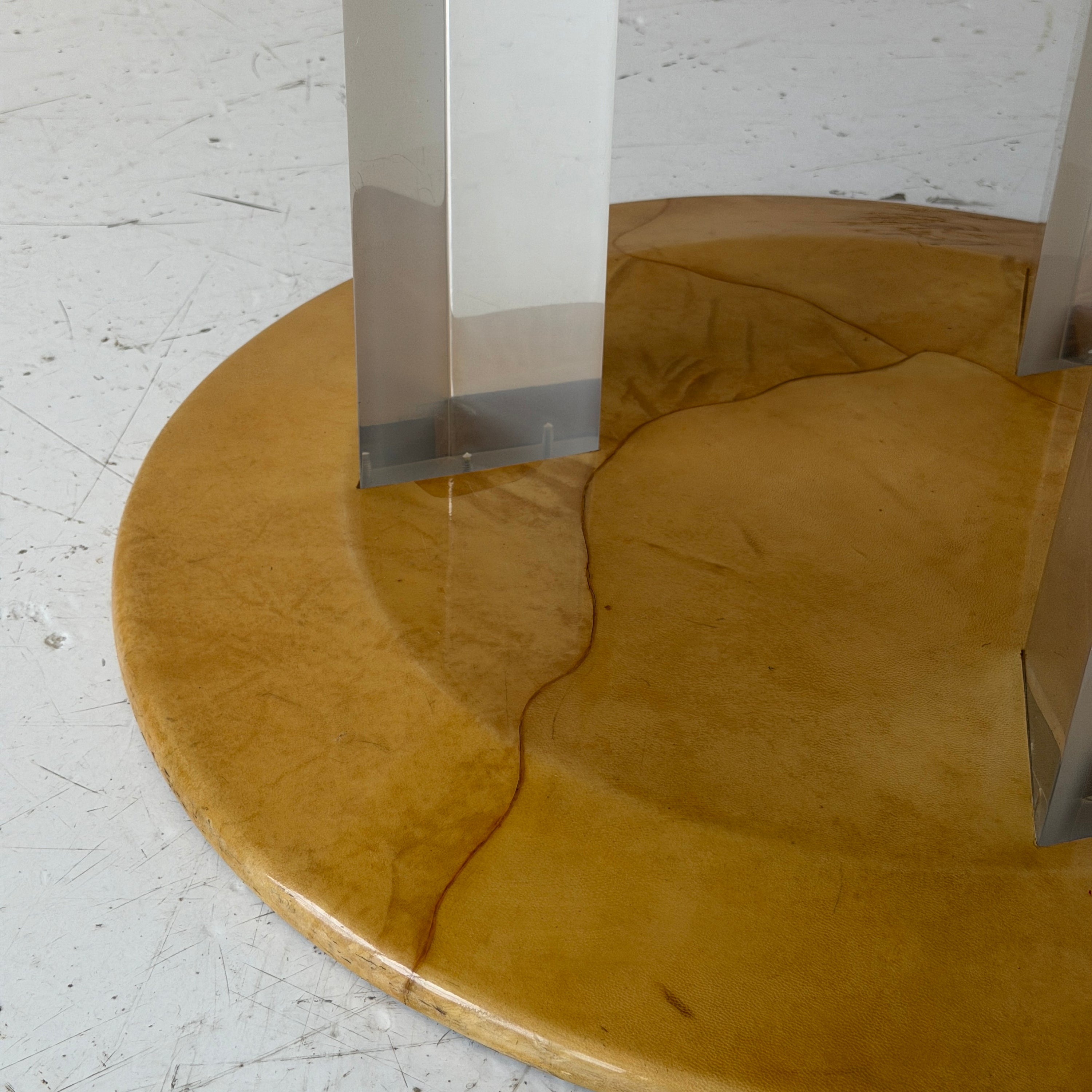 Goatskin + Lucite Circle Dining Table