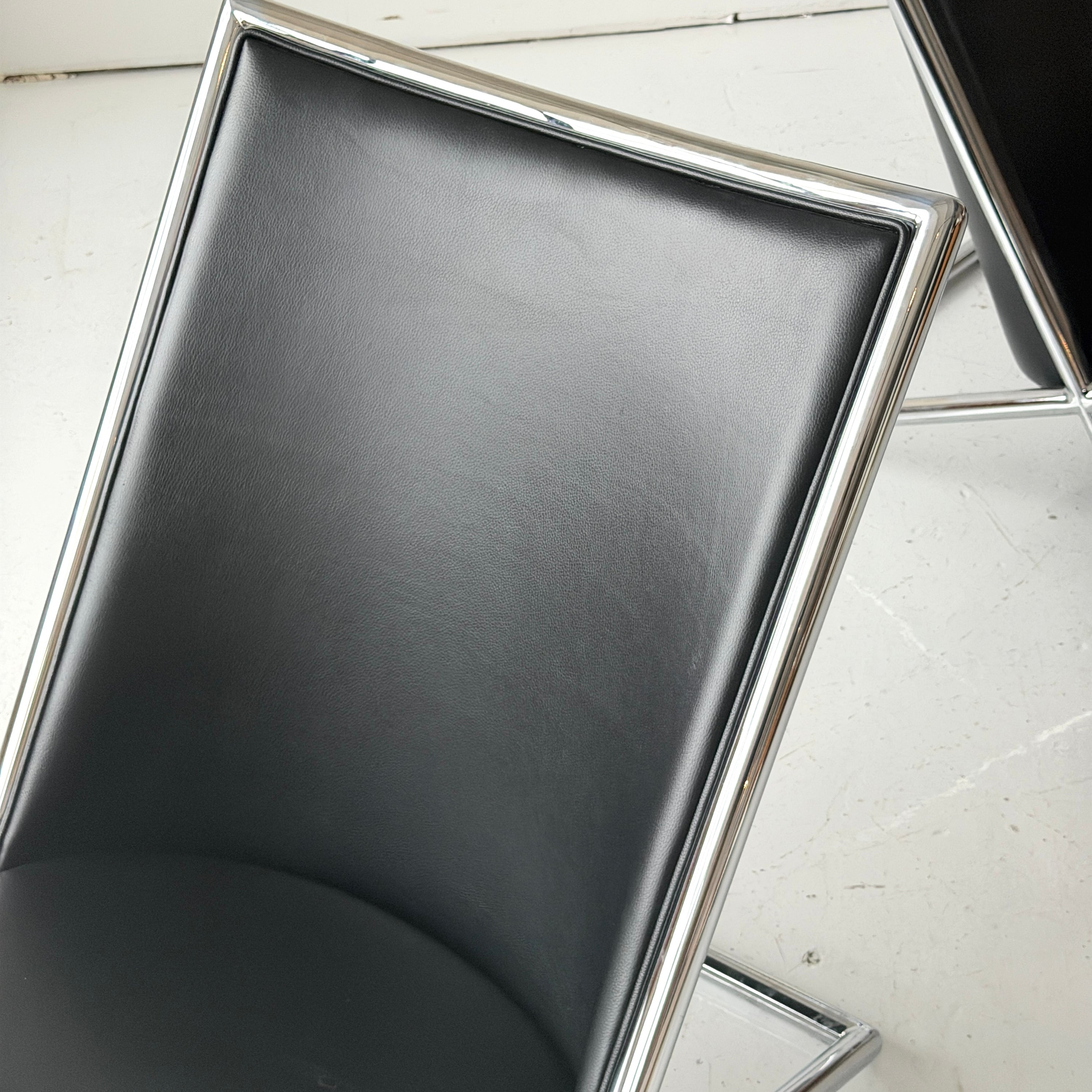 Leather Scissor Chairs by Ward Bennett for Brickell Associates